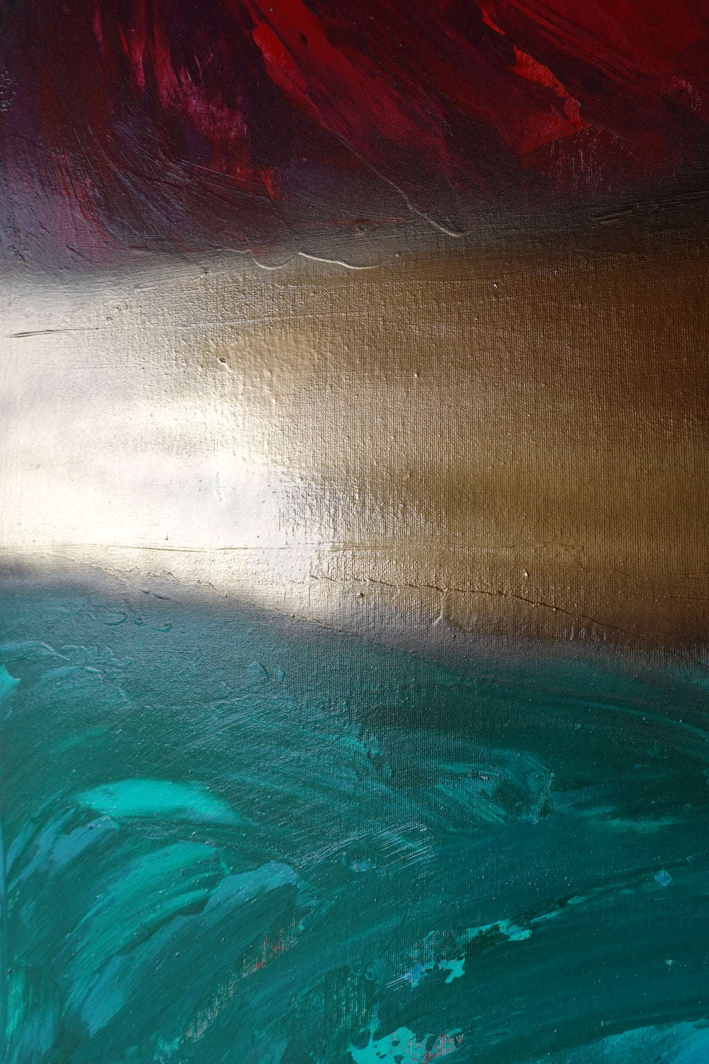 Abstract Minimalist Painting A1365 - Modern original red gold emerald Wall Art by Ksavera