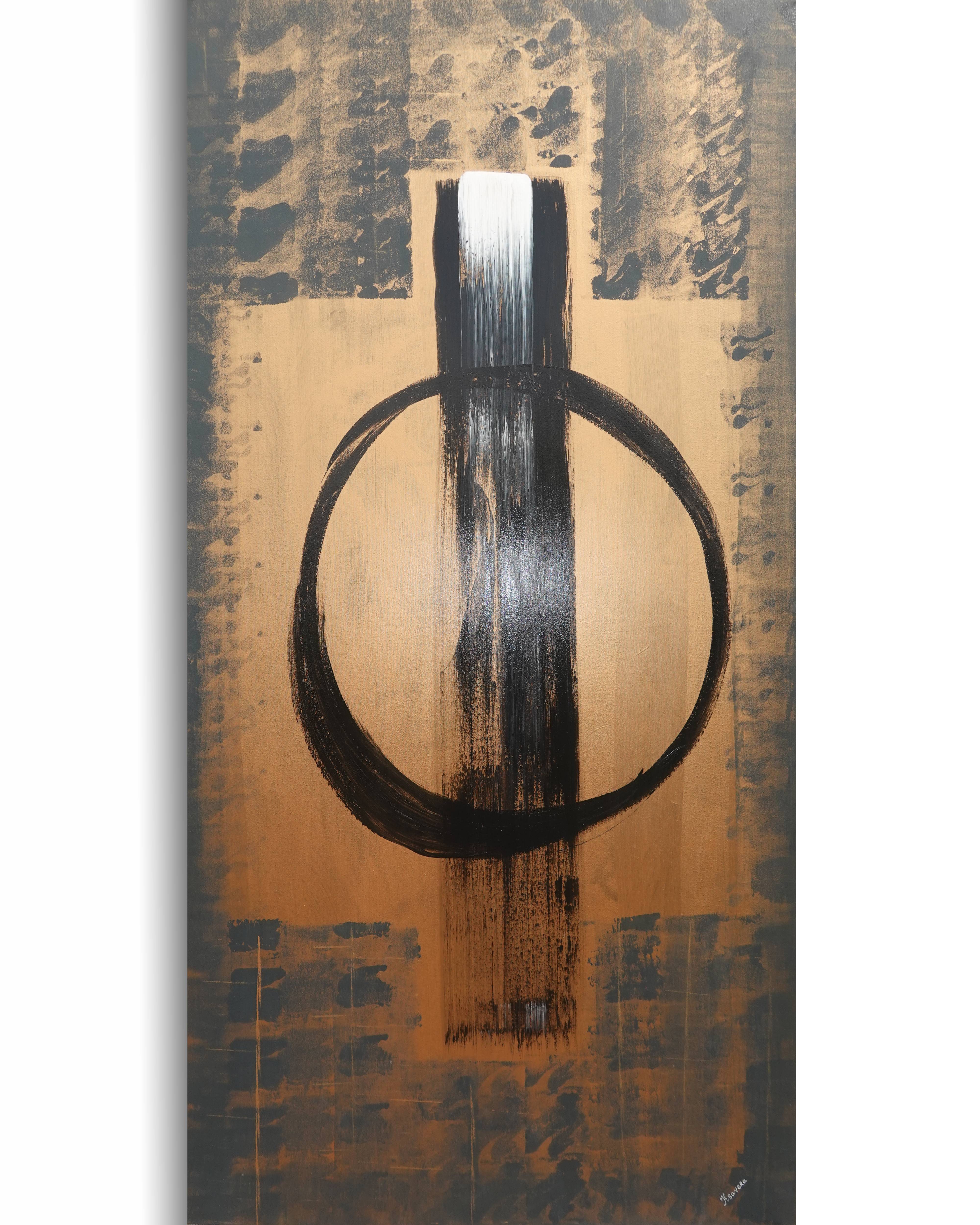 Abstract Geometric Painting A1368 Black bronze Original Canvas