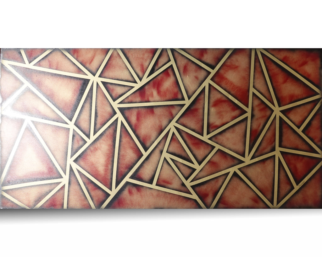 Abstract Geometric Painting A1380 - Modern Red and gold Original painting by Ksavera
