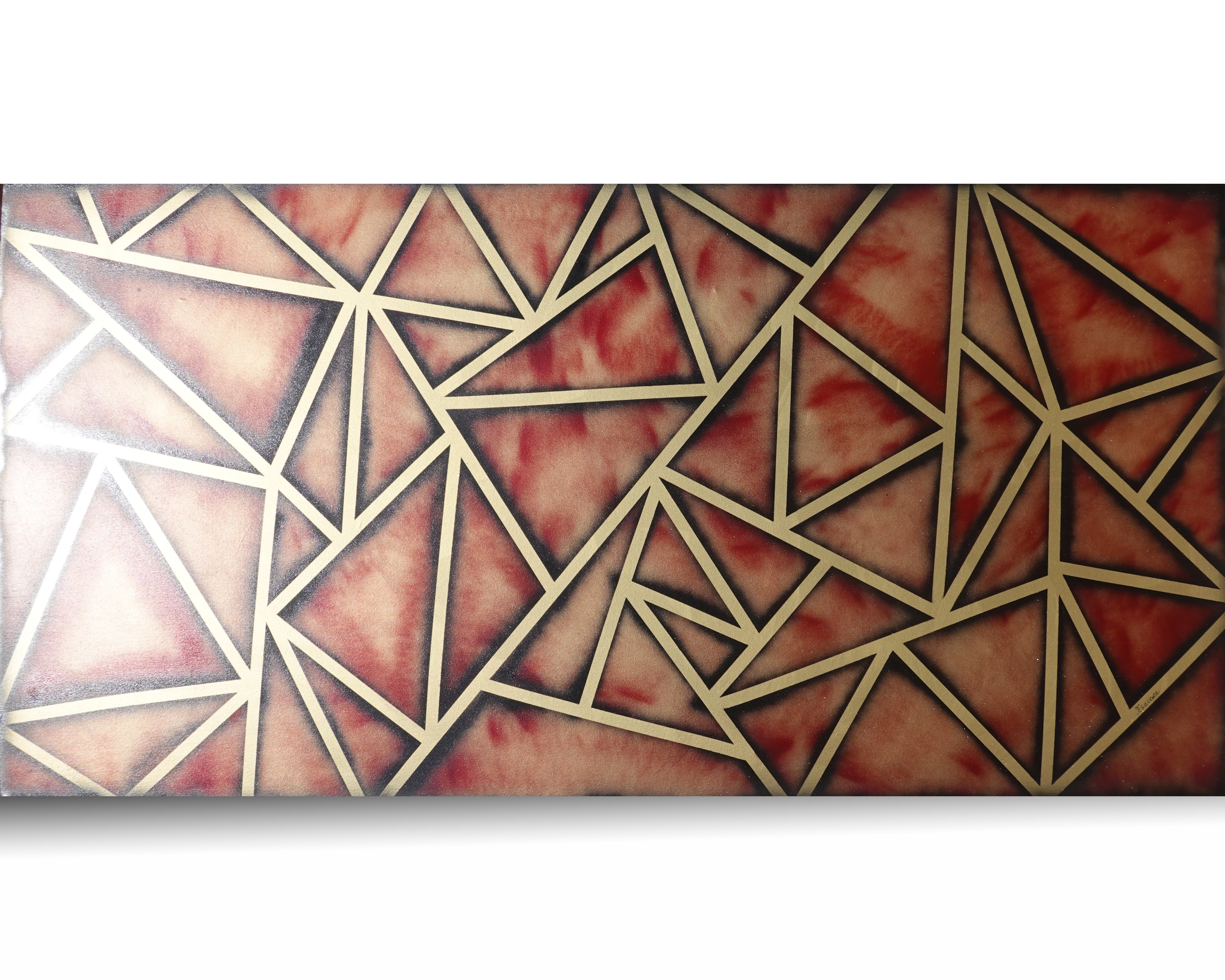 Abstract Geometric Painting A1380 - Modern Red and gold Original painting by Ksavera