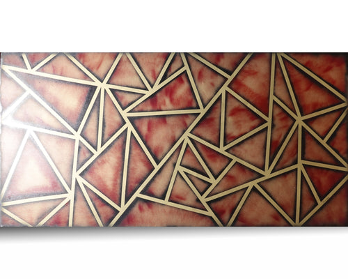 Abstract Geometric Painting A1380 - Modern Red and gold Original painting by Ksavera