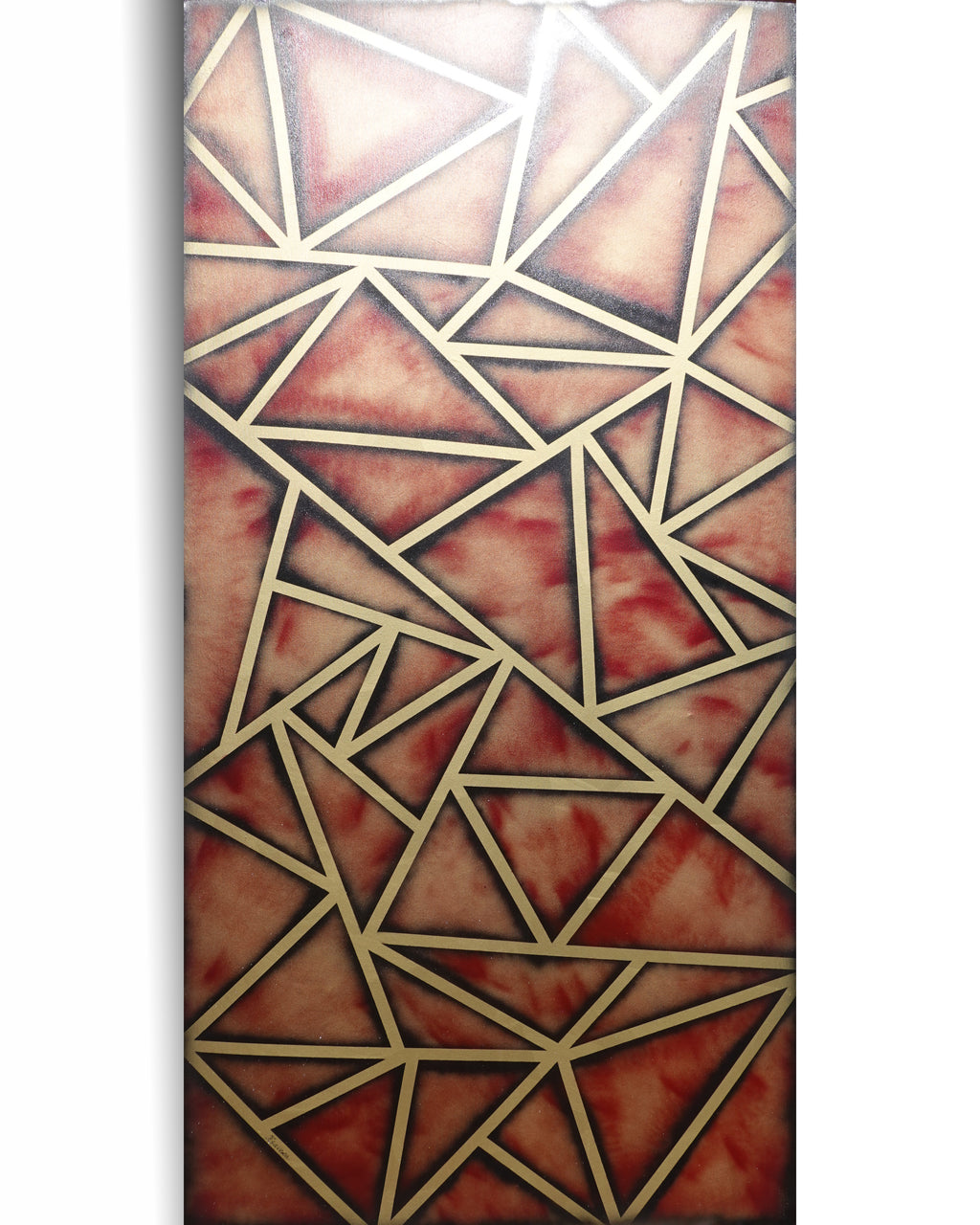 Abstract Geometric Painting A1380 - Modern Red and gold Original painting by Ksavera