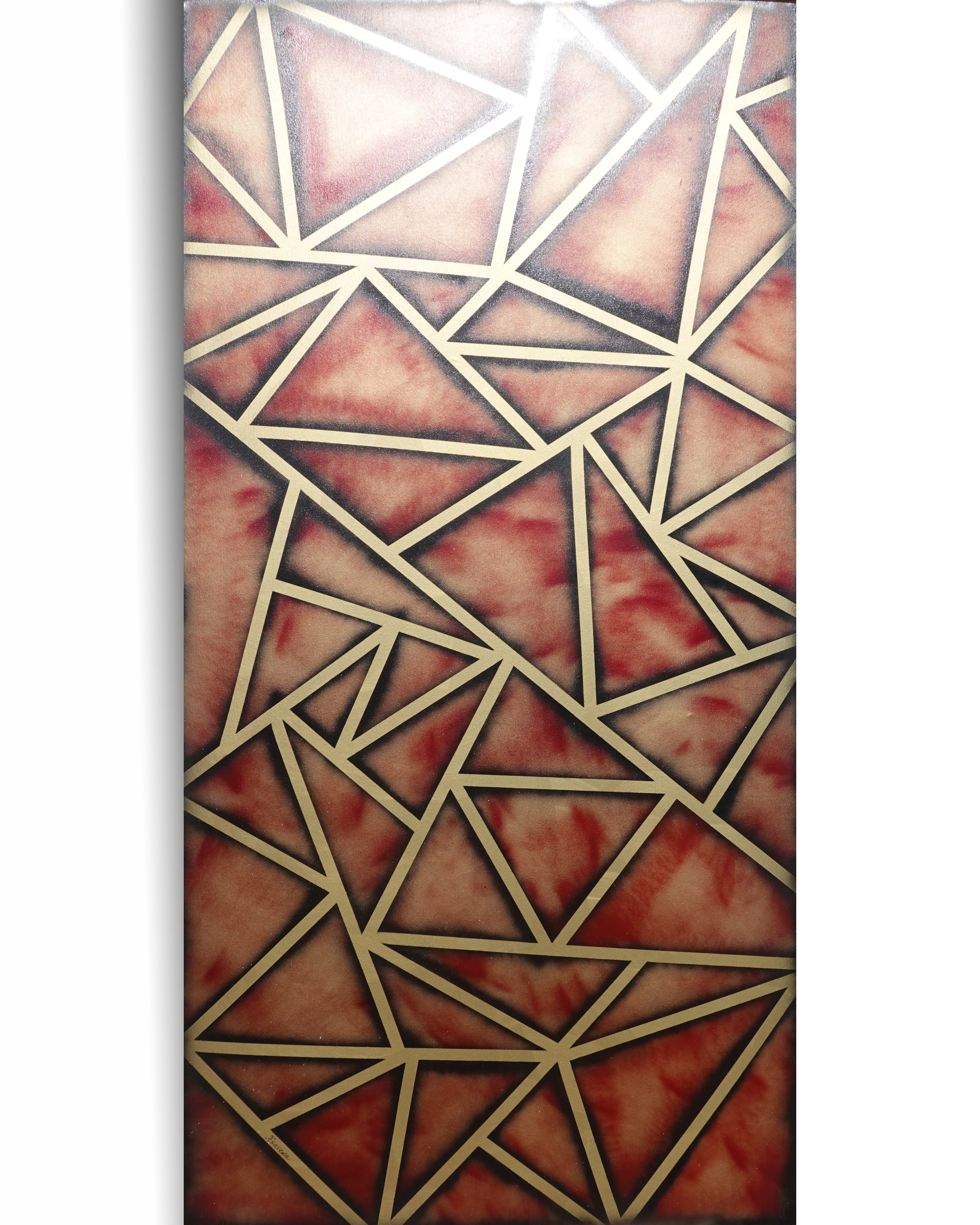 Abstract Geometric Painting A1380 - Modern Red and gold Original painting by Ksavera