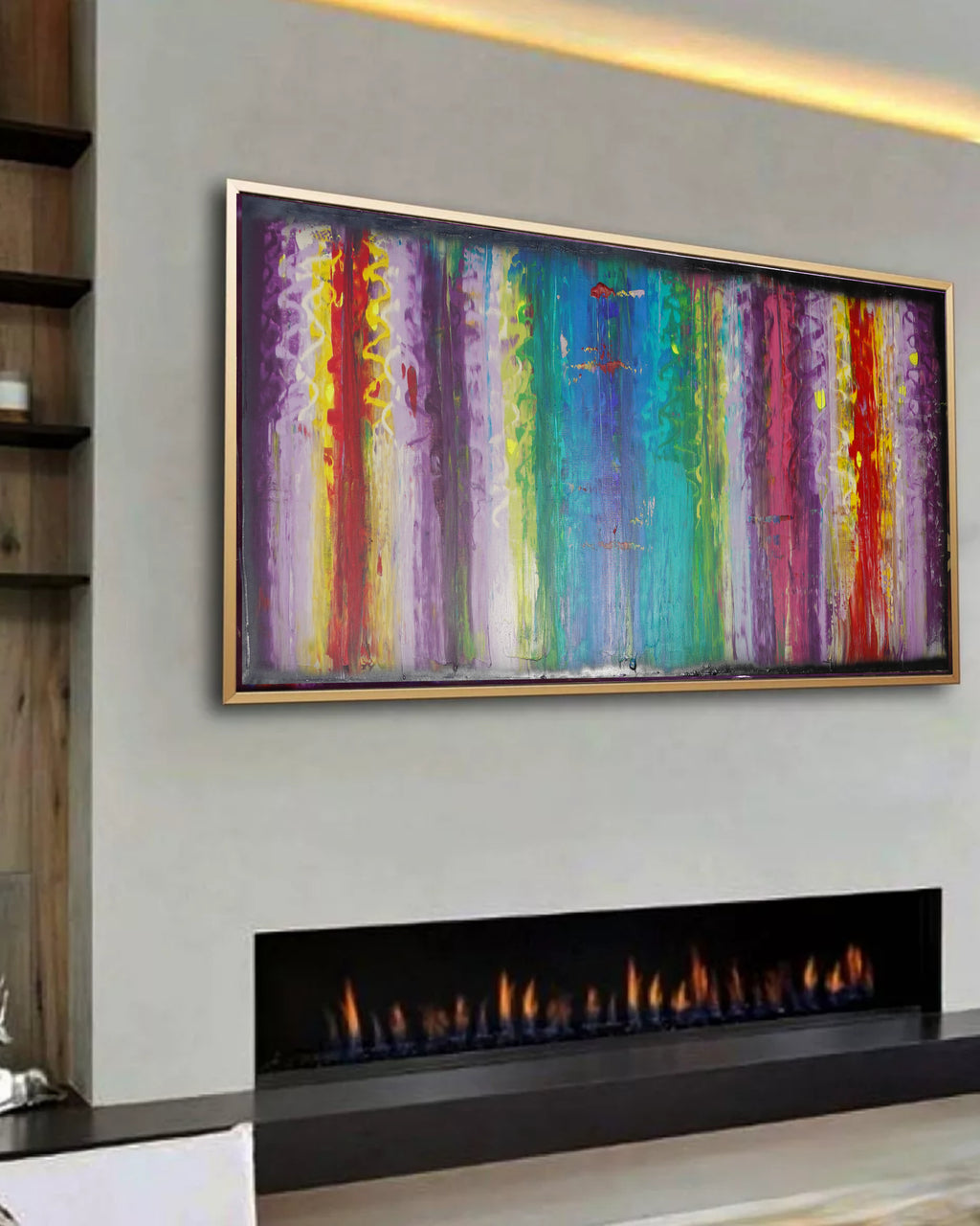 Abstract A1402 is a large colorful and black impasto palette knife Original Acrylic Painting on unstretched canvas by artist Ksavera