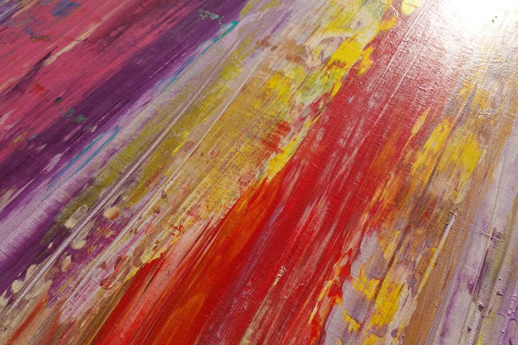 Abstract A1402 is a large colorful and black impasto palette knife Original Acrylic Painting on unstretched canvas by artist Ksavera