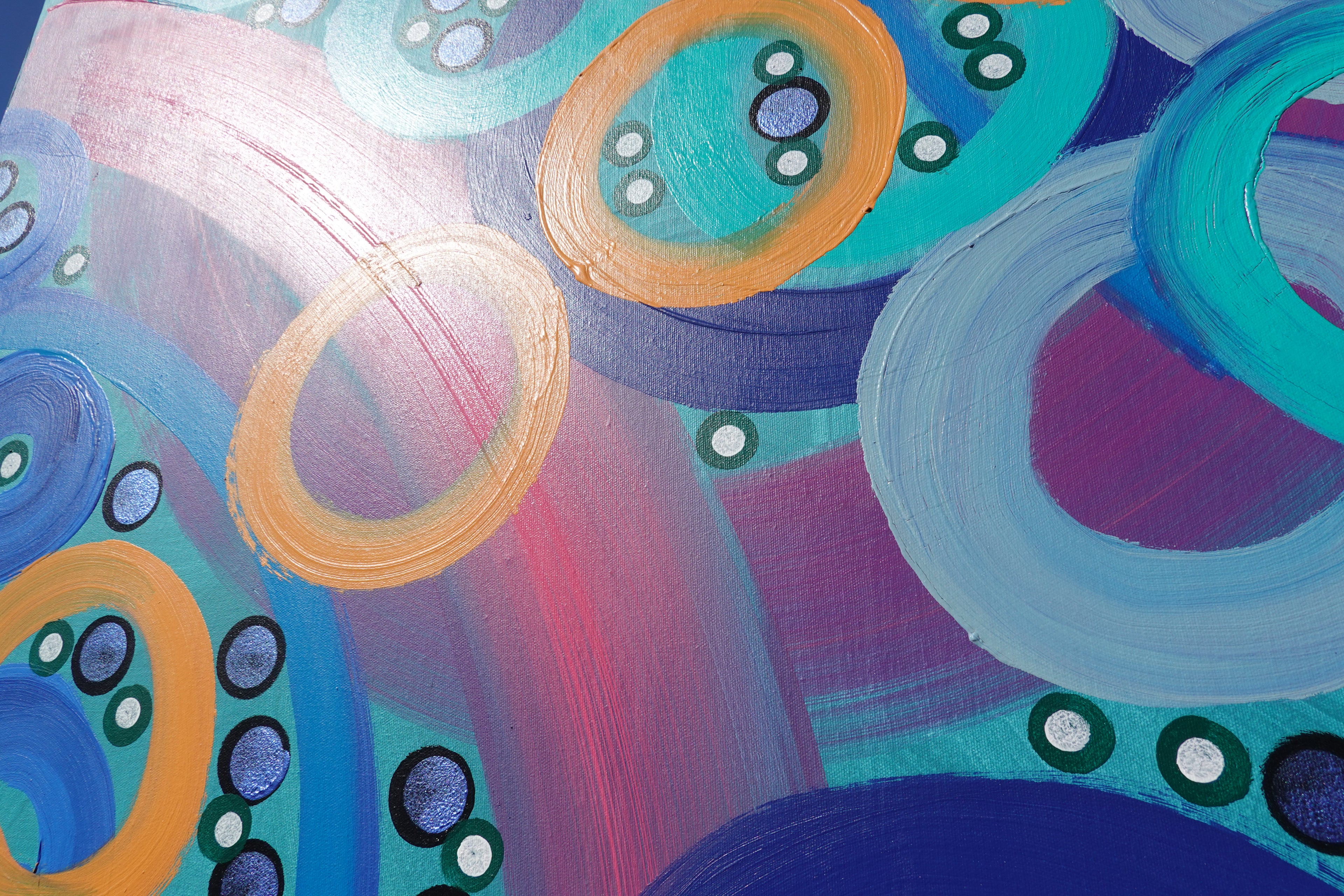Abstract A1405 — Large Colorful Circles Painting | Original Acrylic on Canvas | Ksavera