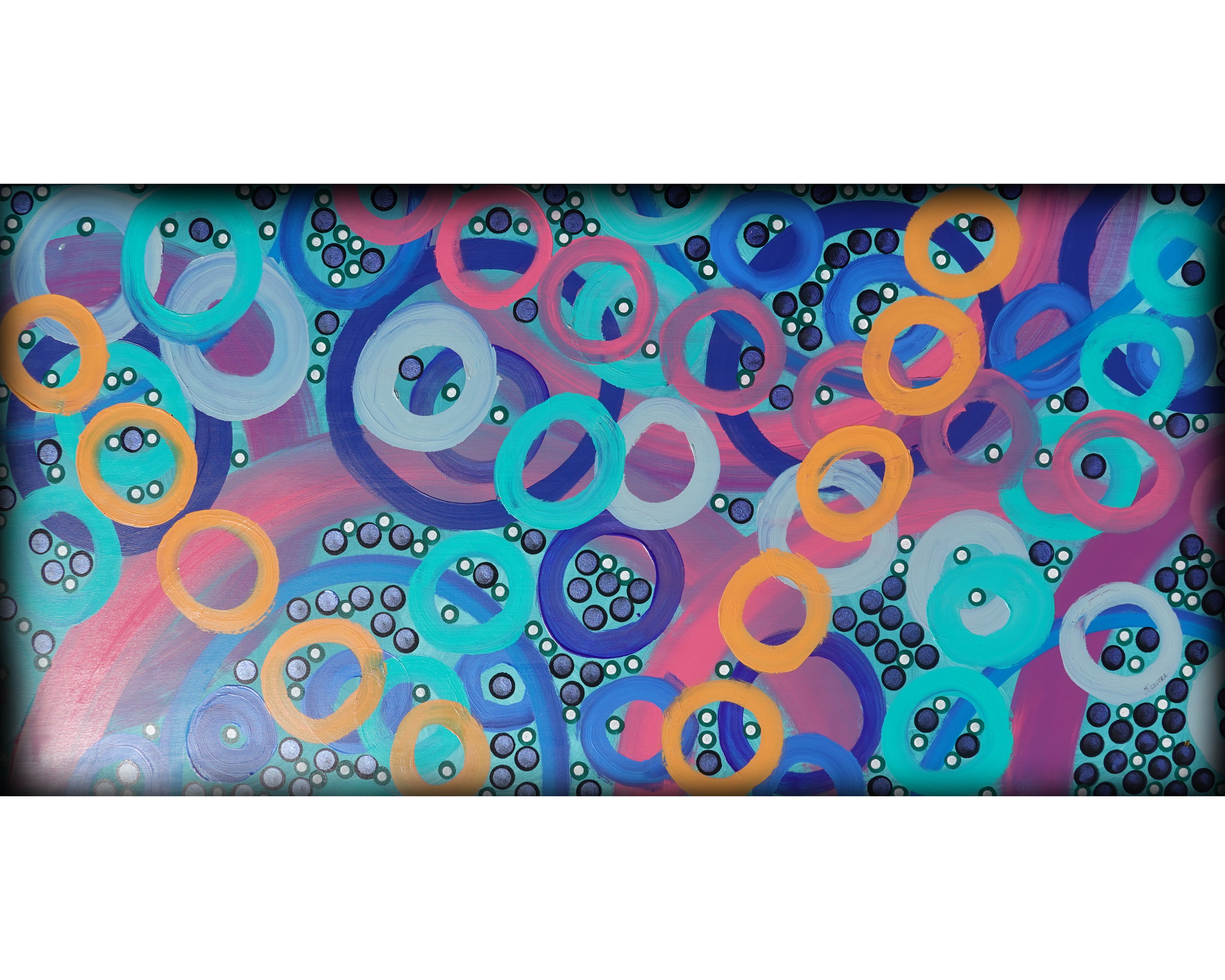 Abstract A1405 — Large Colorful Circles Painting | Original Acrylic on Canvas | Ksavera