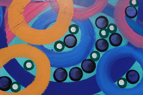 Abstract A1405 — Large Colorful Circles Painting | Original Acrylic on Canvas | Ksavera