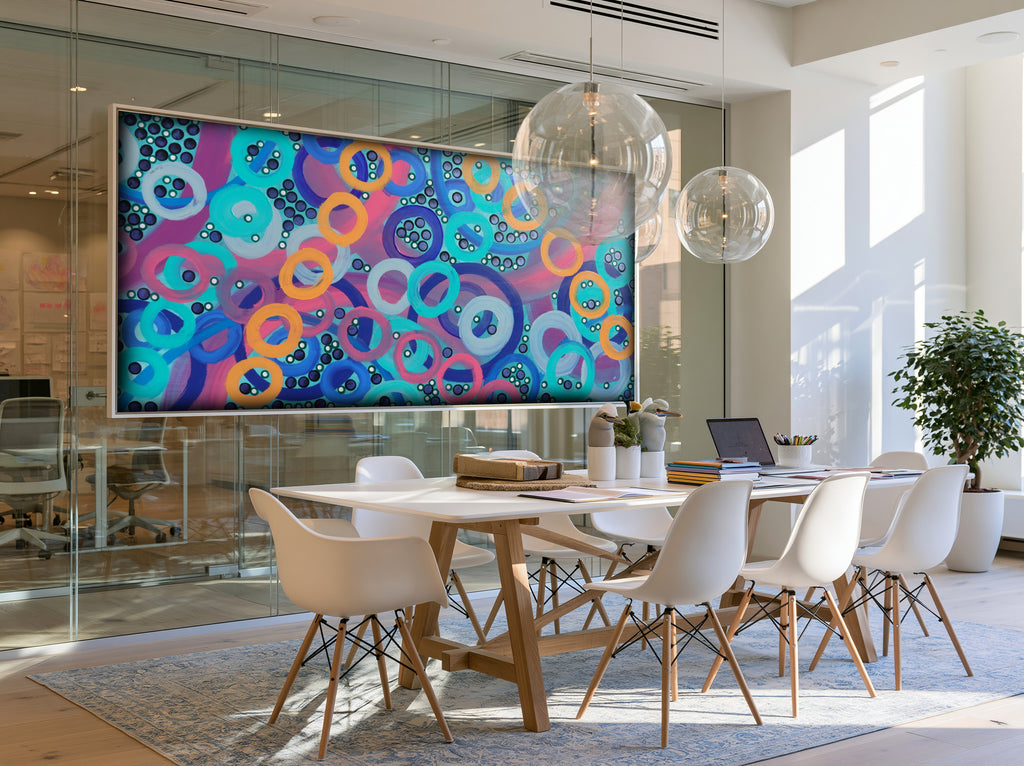 Abstract A1405 — Large Colorful Circles Painting | Original Acrylic on Canvas | Ksavera