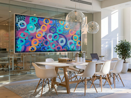 Abstract A1405 — Large Colorful Circles Painting | Original Acrylic on Canvas | Ksavera