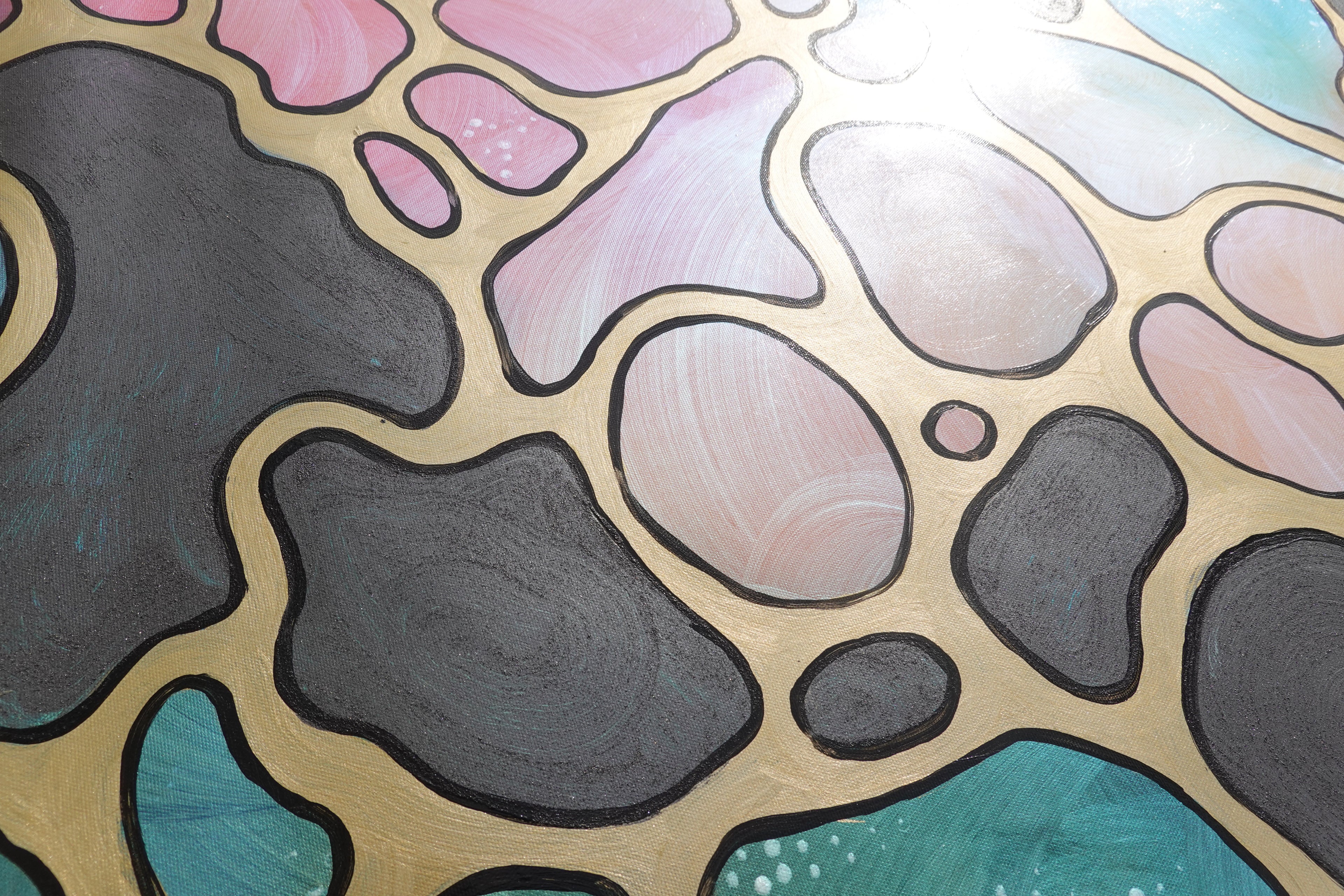 Abstract A1421 is a large-scale pearlescent black and gold Original Acrylic Painting on unstretched canvas by artist Ksavera.