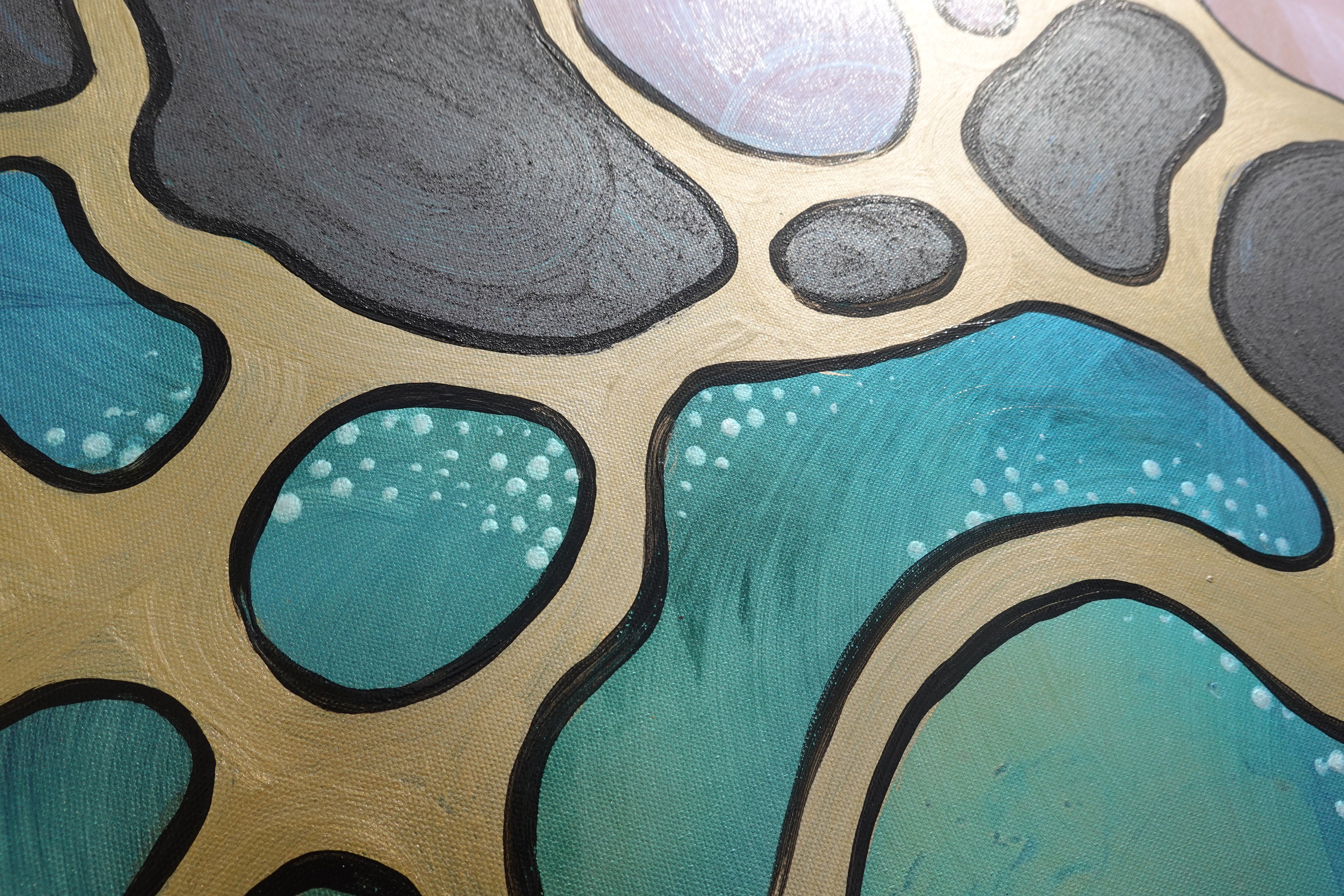 Abstract A1421 is a large-scale pearlescent black and gold Original Acrylic Painting on unstretched canvas by artist Ksavera.