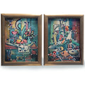 Cubism A1438 - Framed Abstract paintings - Diptych by Artist Ksavera