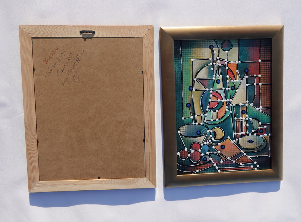 Cubism A1438 - Framed Abstract paintings - Diptych by Artist Ksavera