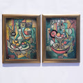Cubism A1439 - Framed Abstract paintings - Diptych by Artist Ksavera