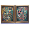Cubism A1439 - Framed Abstract paintings - Diptych by Artist Ksavera