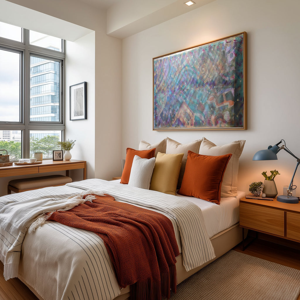 Abstract A1452 is a large-scale pearlescent Original Acrylic Painting on unstretched canvas by artist Ksavera.