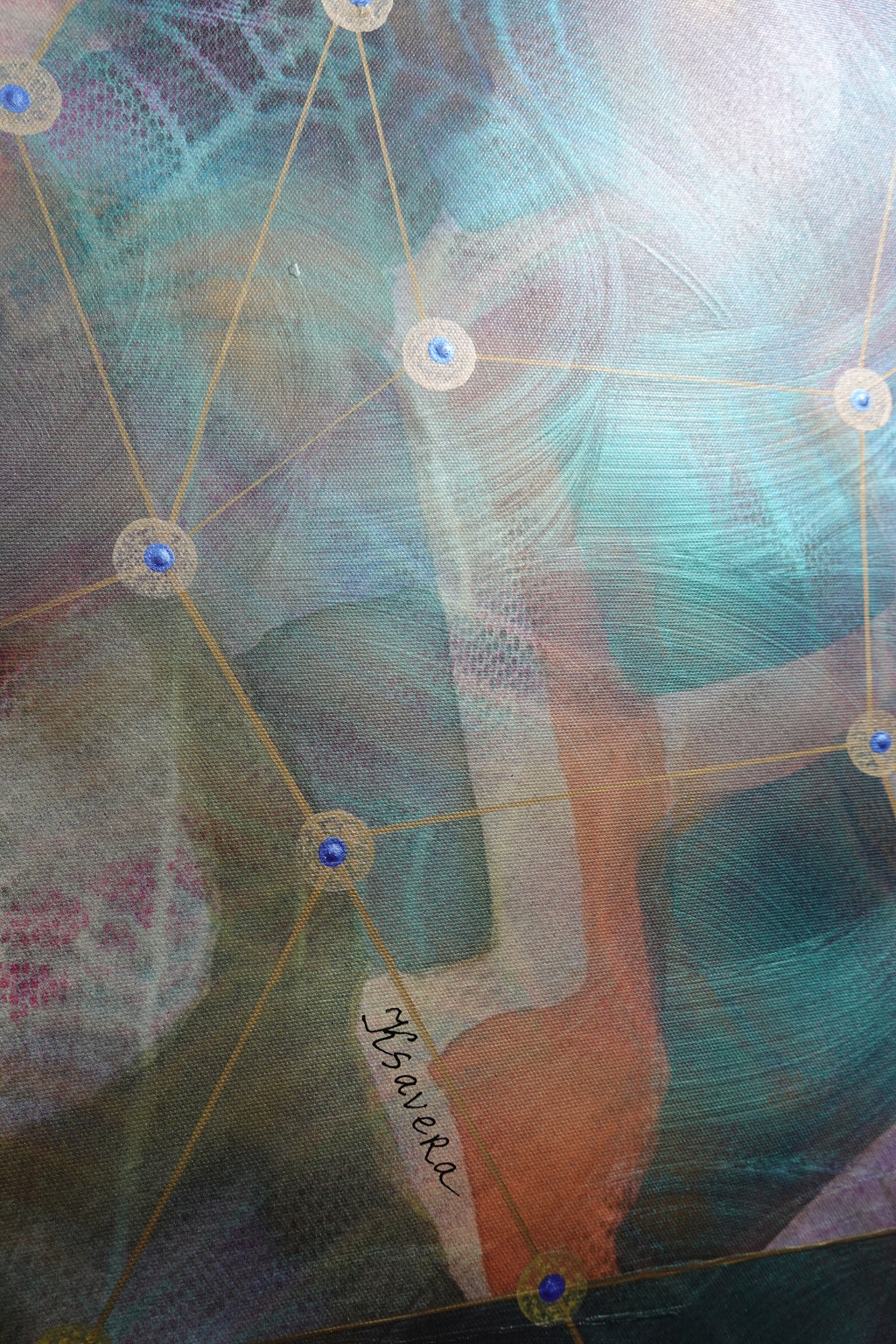 Abstract A1452 is a large-scale pearlescent Original Acrylic Painting on unstretched canvas by artist Ksavera.