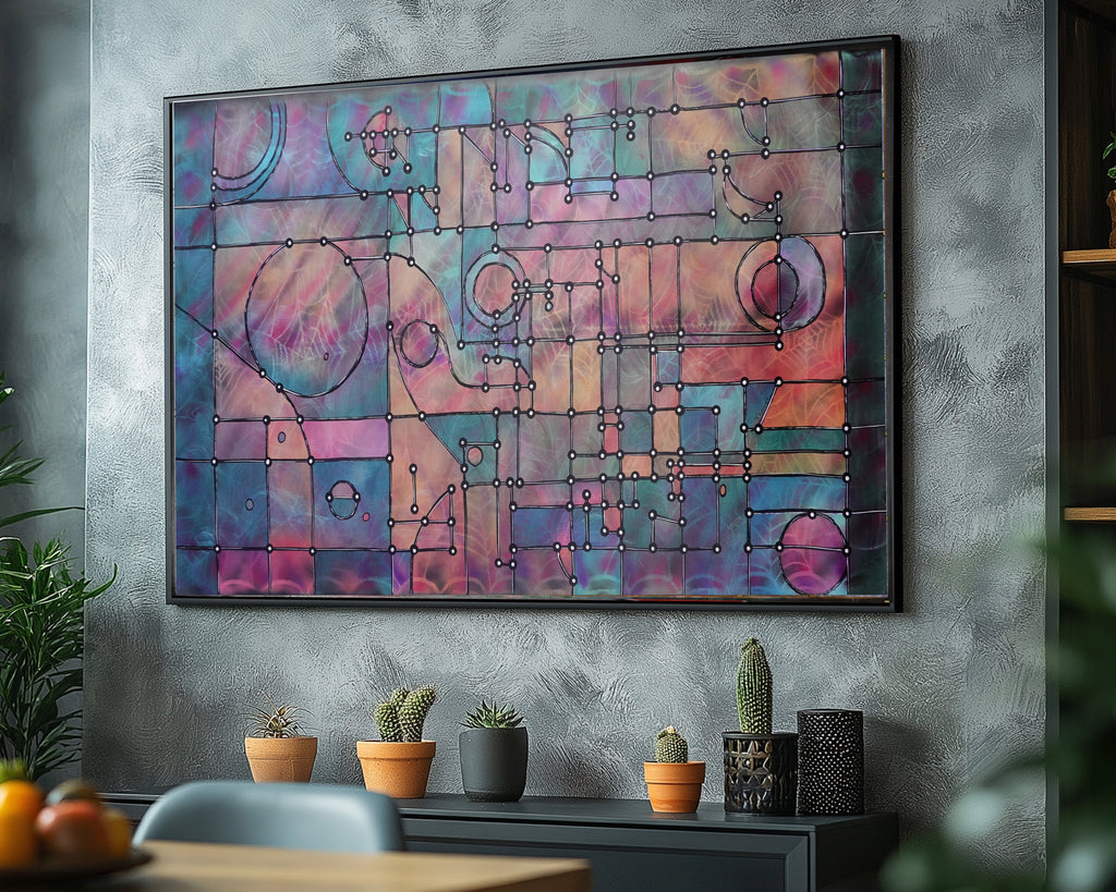 Abstract A1453 is a large pearlescent geometric Original Acrylic Painting on unstretched canvas by artist Ksavera