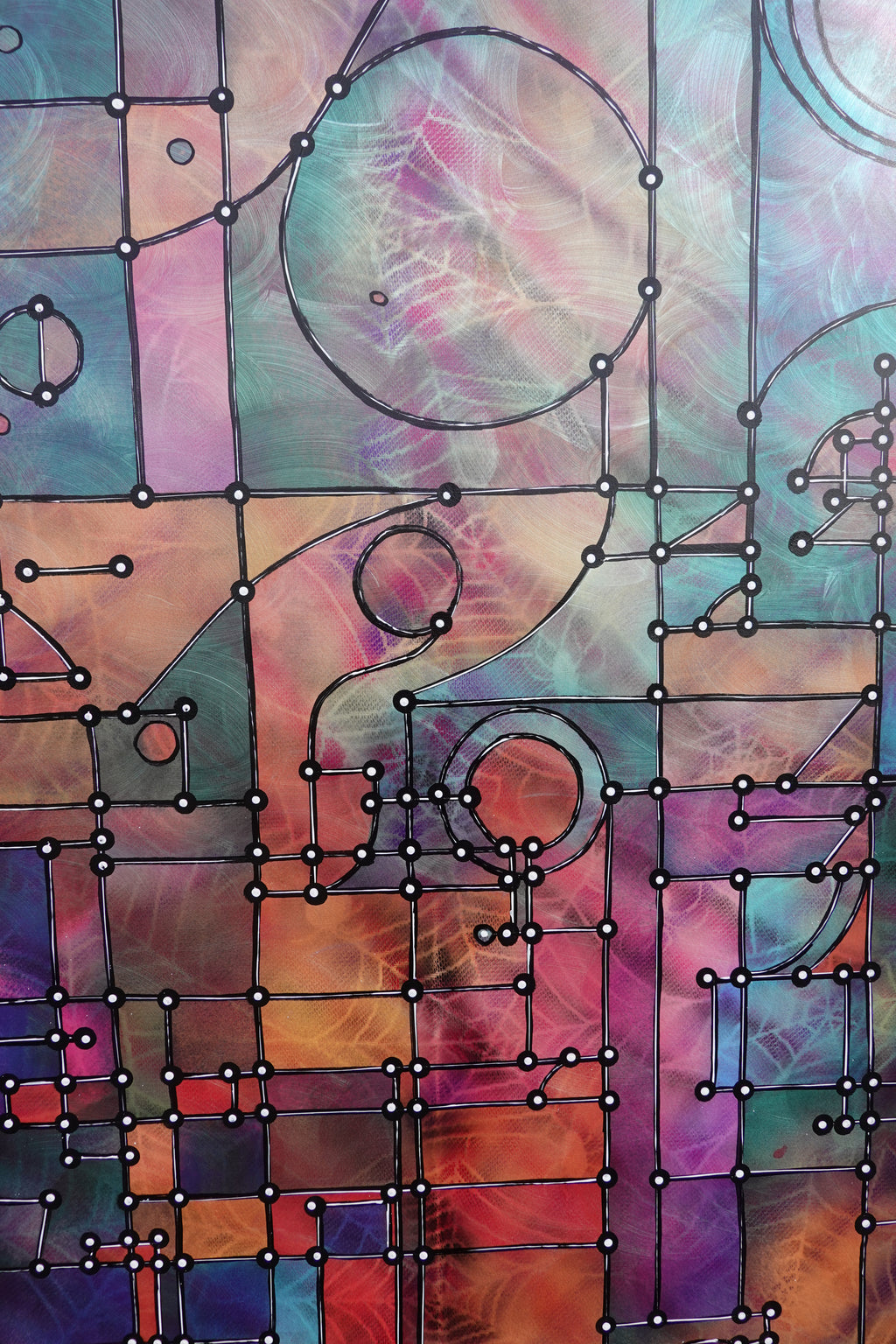 Abstract A1453 is a large pearlescent geometric Original Acrylic Painting on unstretched canvas by artist Ksavera