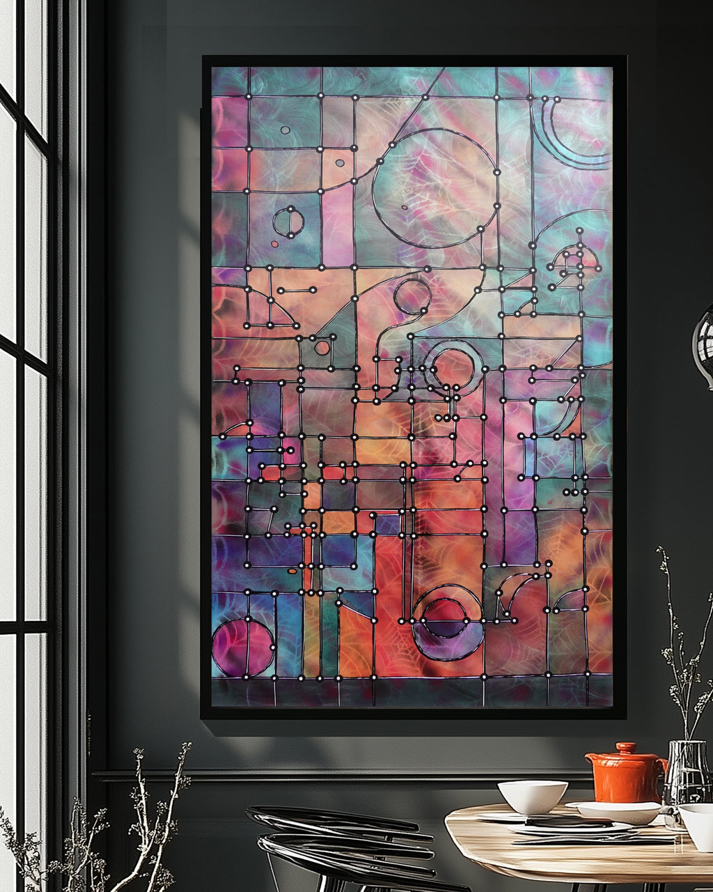 Abstract A1453 is a large pearlescent geometric Original Acrylic Painting on unstretched canvas by artist Ksavera