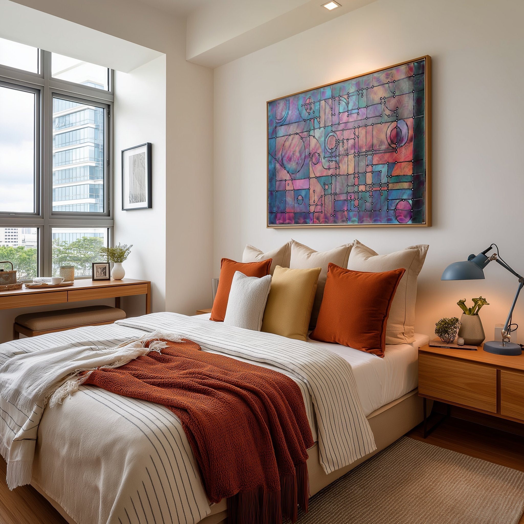 Abstract A1453 is a large pearlescent geometric Original Acrylic Painting on unstretched canvas by artist Ksavera