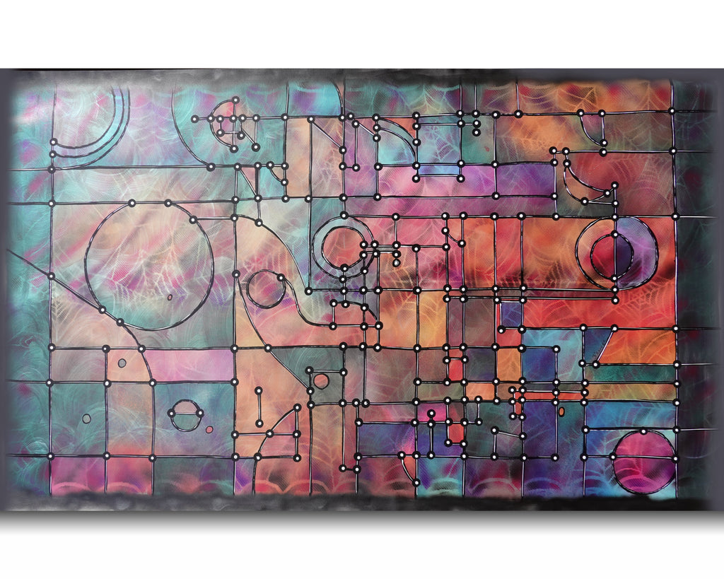 Abstract A1453 is a large pearlescent geometric Original Acrylic Painting on unstretched canvas by artist Ksavera