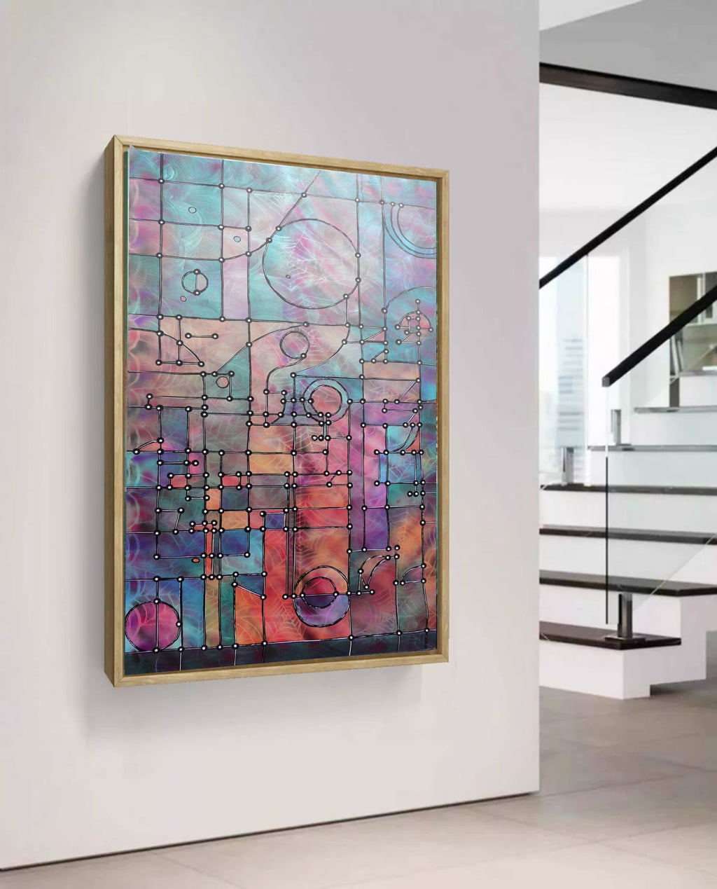 Abstract A1453 is a large pearlescent geometric Original Acrylic Painting on unstretched canvas by artist Ksavera