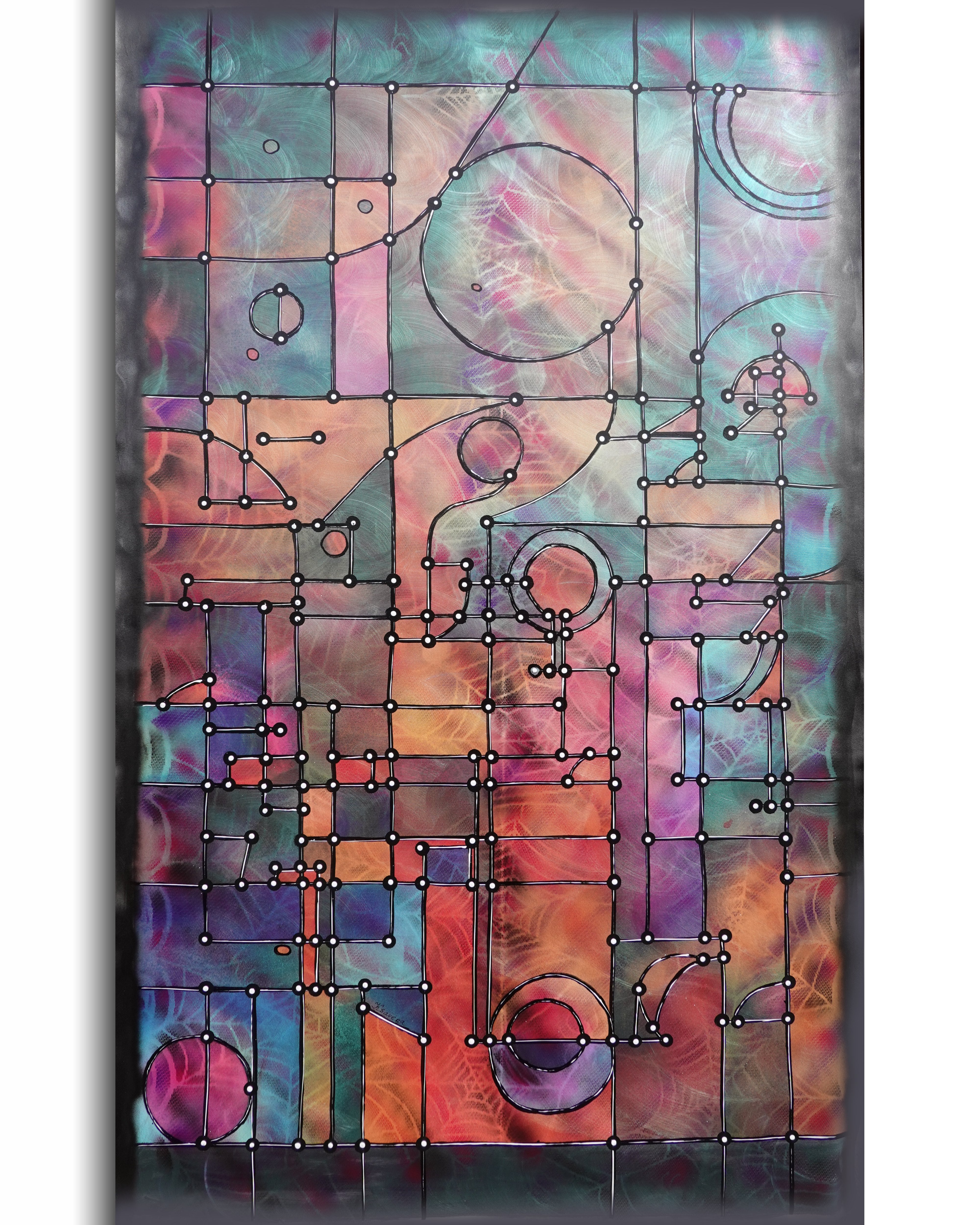 Abstract A1453 is a large pearlescent geometric Painting by