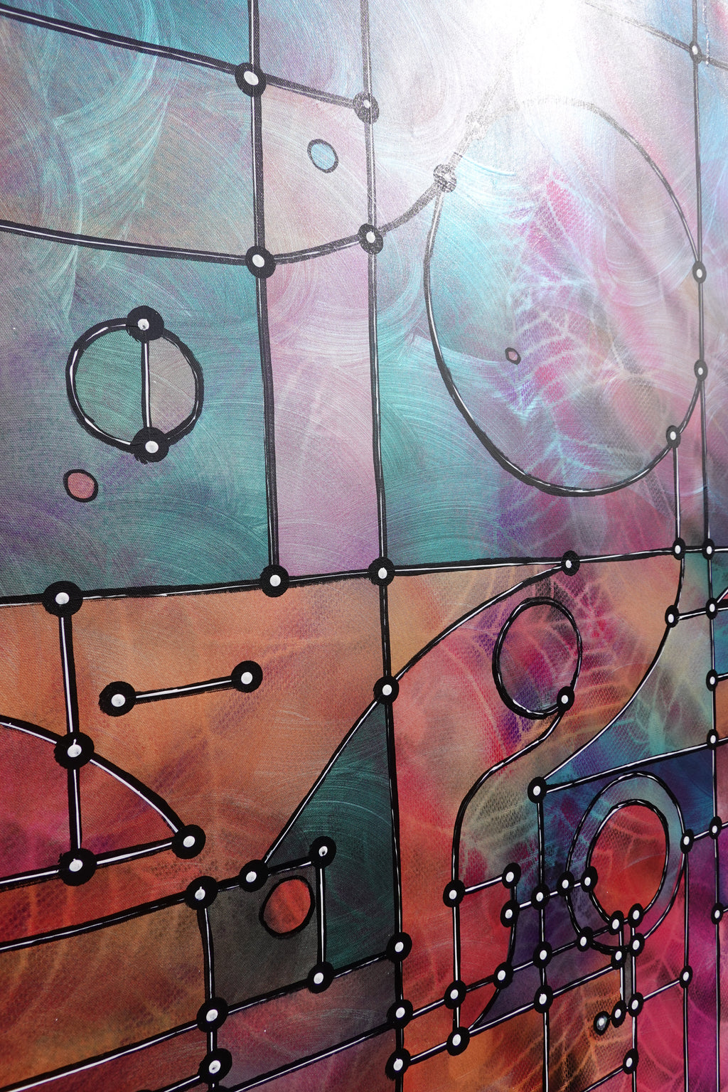 Abstract A1453 is a large pearlescent geometric Original Acrylic Painting on unstretched canvas by artist Ksavera