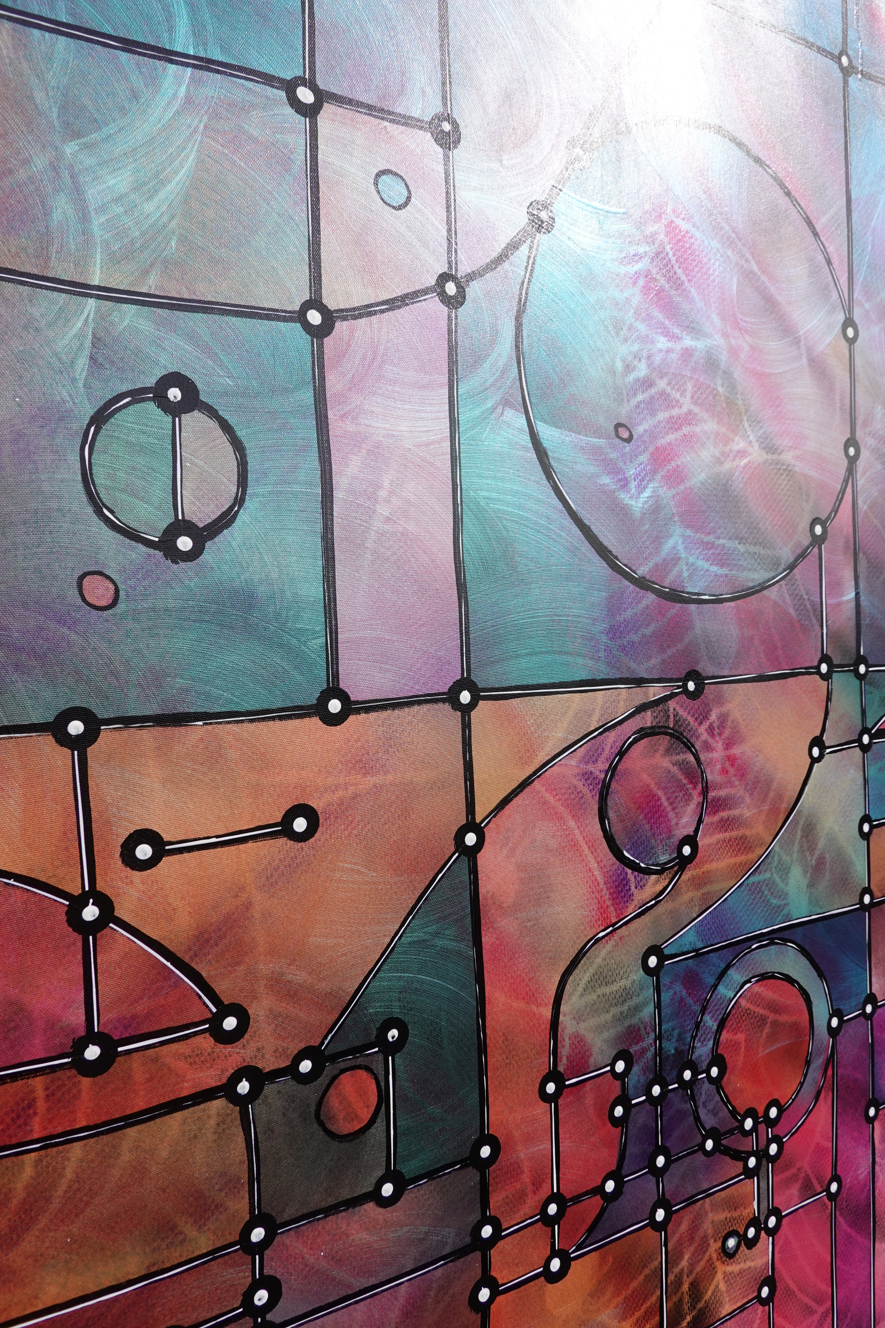 Abstract A1453 is a large pearlescent geometric Original Acrylic Painting on unstretched canvas by artist Ksavera