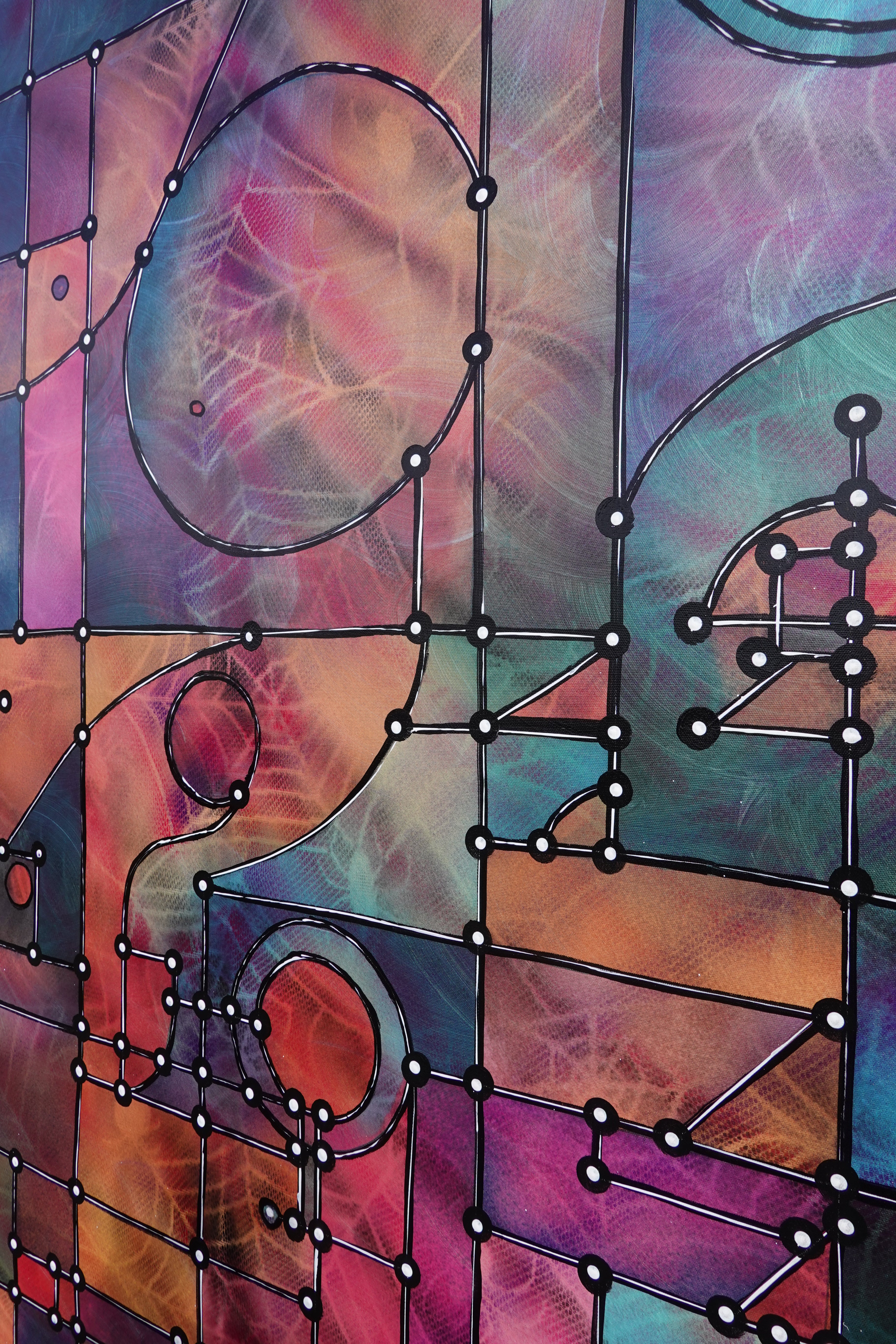 Abstract A1453 is a large pearlescent geometric Original Acrylic Painting on unstretched canvas by artist Ksavera