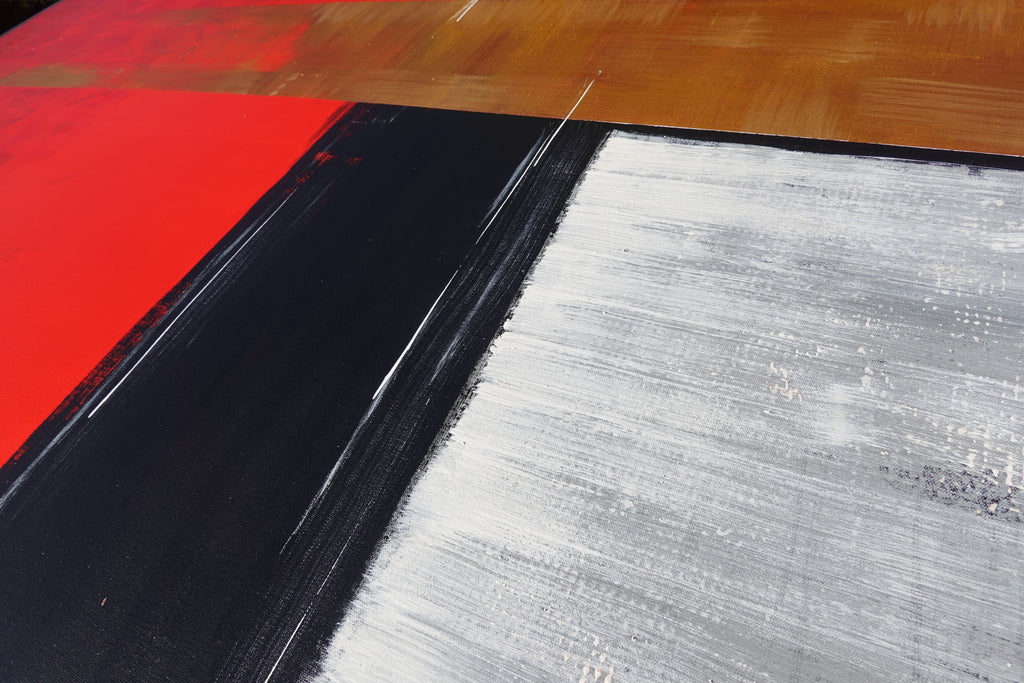 Abstract A1454 red black gold is a large-scale Original Acrylic Painting on unstretched canvas by artist Ksavera