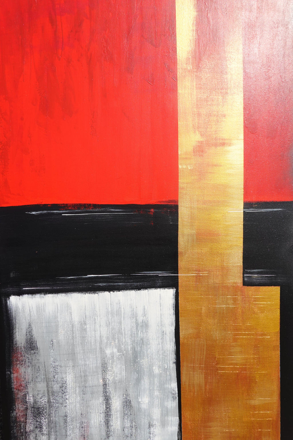 Abstract A1454 red black gold is a large-scale Original Acrylic Painting on unstretched canvas by artist Ksavera