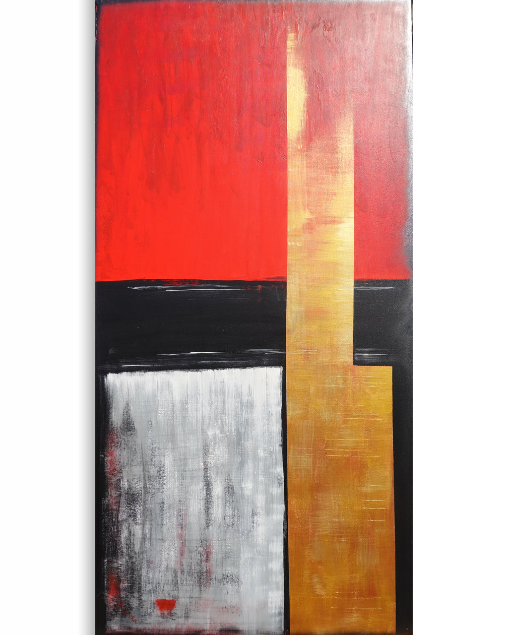 Abstract A1454 red black gold is a large-scale Original Acrylic Painting on unstretched canvas by artist Ksavera
