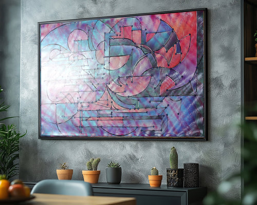 Abstract A1457 is a large pearlescent geometric Original Acrylic Painting on unstretched canvas by artist Ksavera