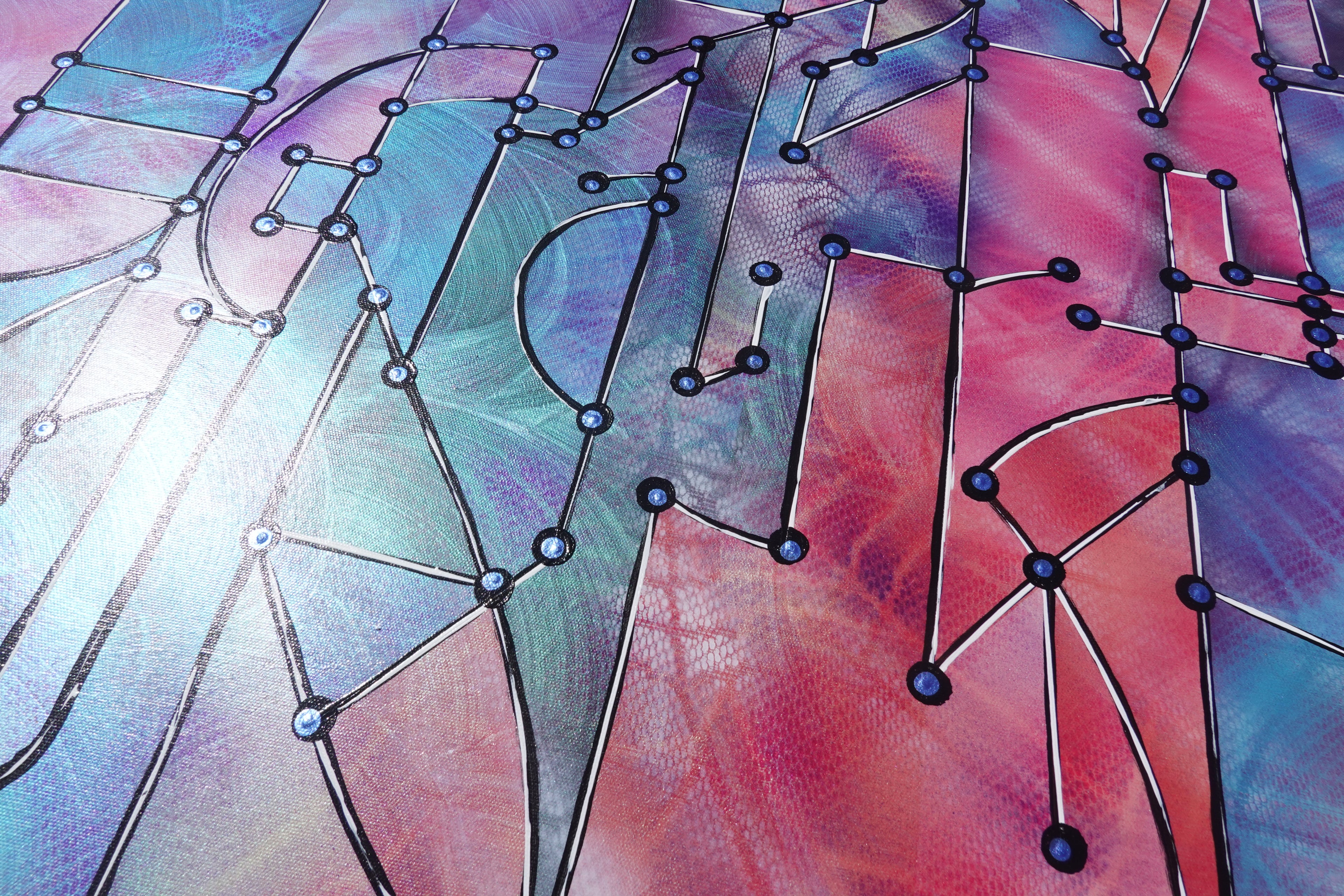 Abstract A1457 is a large pearlescent geometric Original Acrylic Painting on unstretched canvas by artist Ksavera