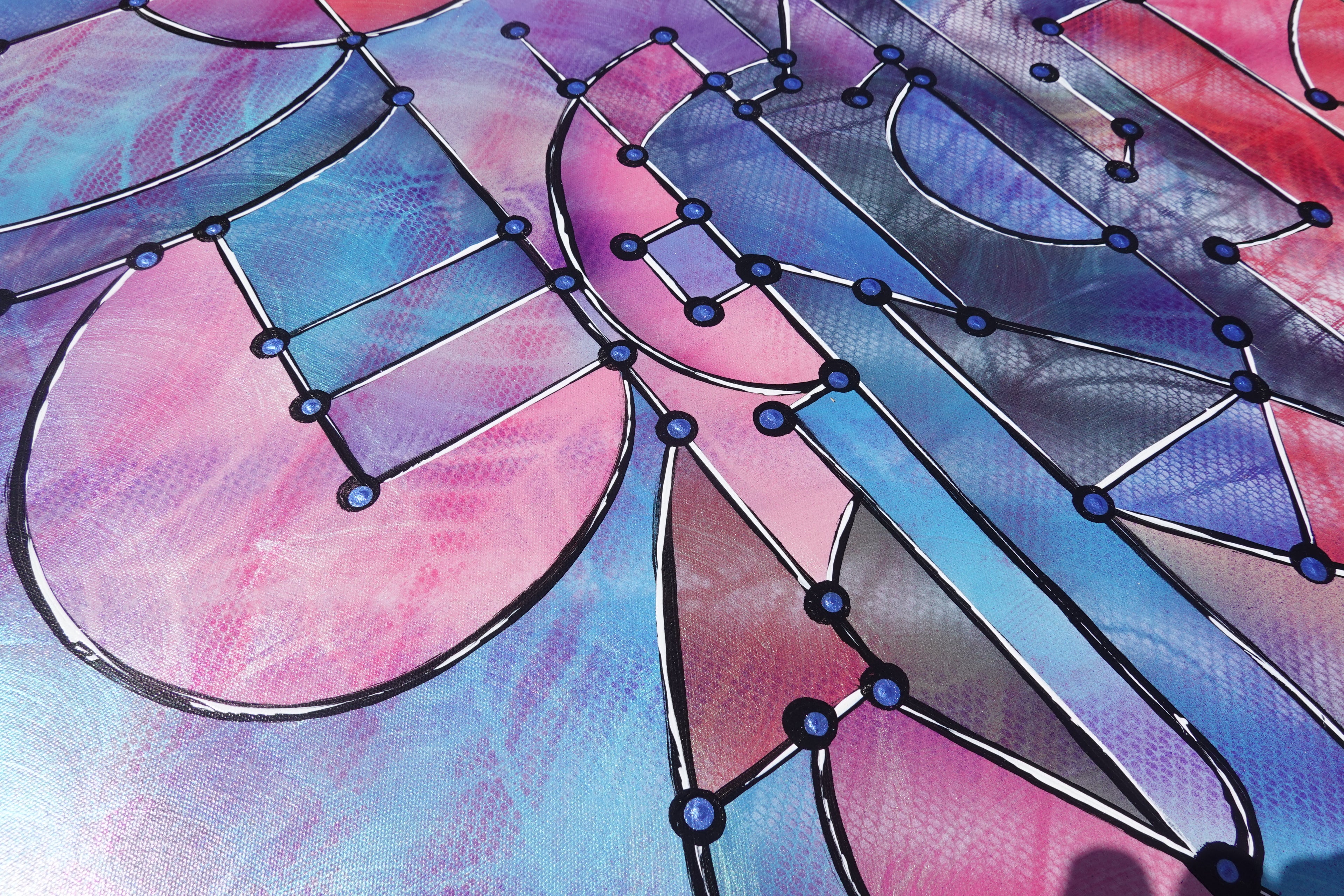 Abstract A1457 is a large pearlescent geometric Original Acrylic Painting on unstretched canvas by artist Ksavera