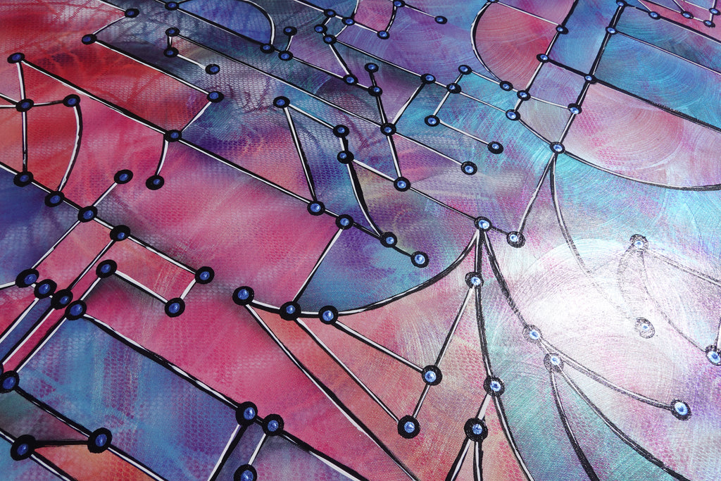 Abstract A1457 is a large pearlescent geometric Original Acrylic Painting on unstretched canvas by artist Ksavera