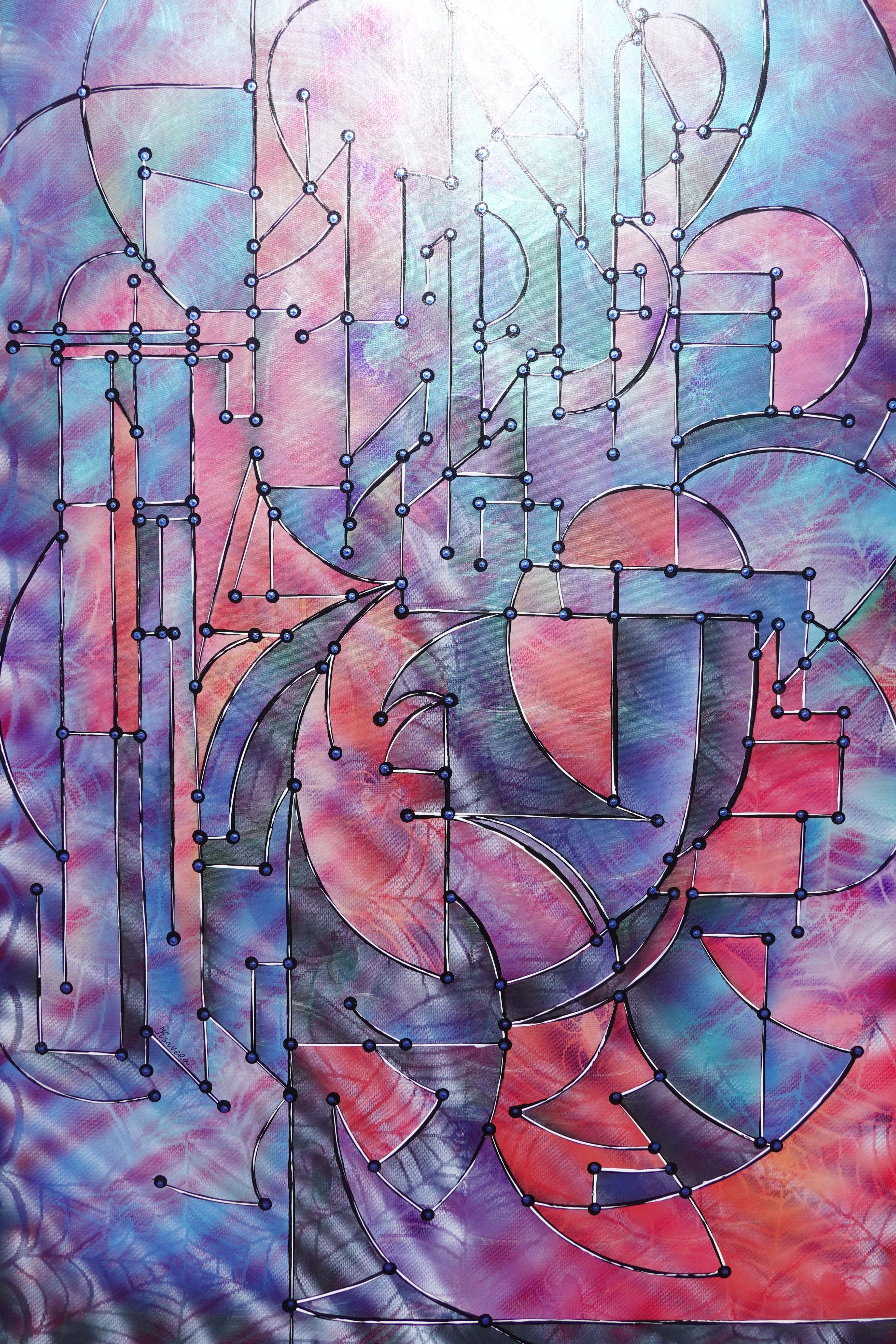 Abstract A1457 is a large pearlescent geometric Original Acrylic Painting on unstretched canvas by artist Ksavera