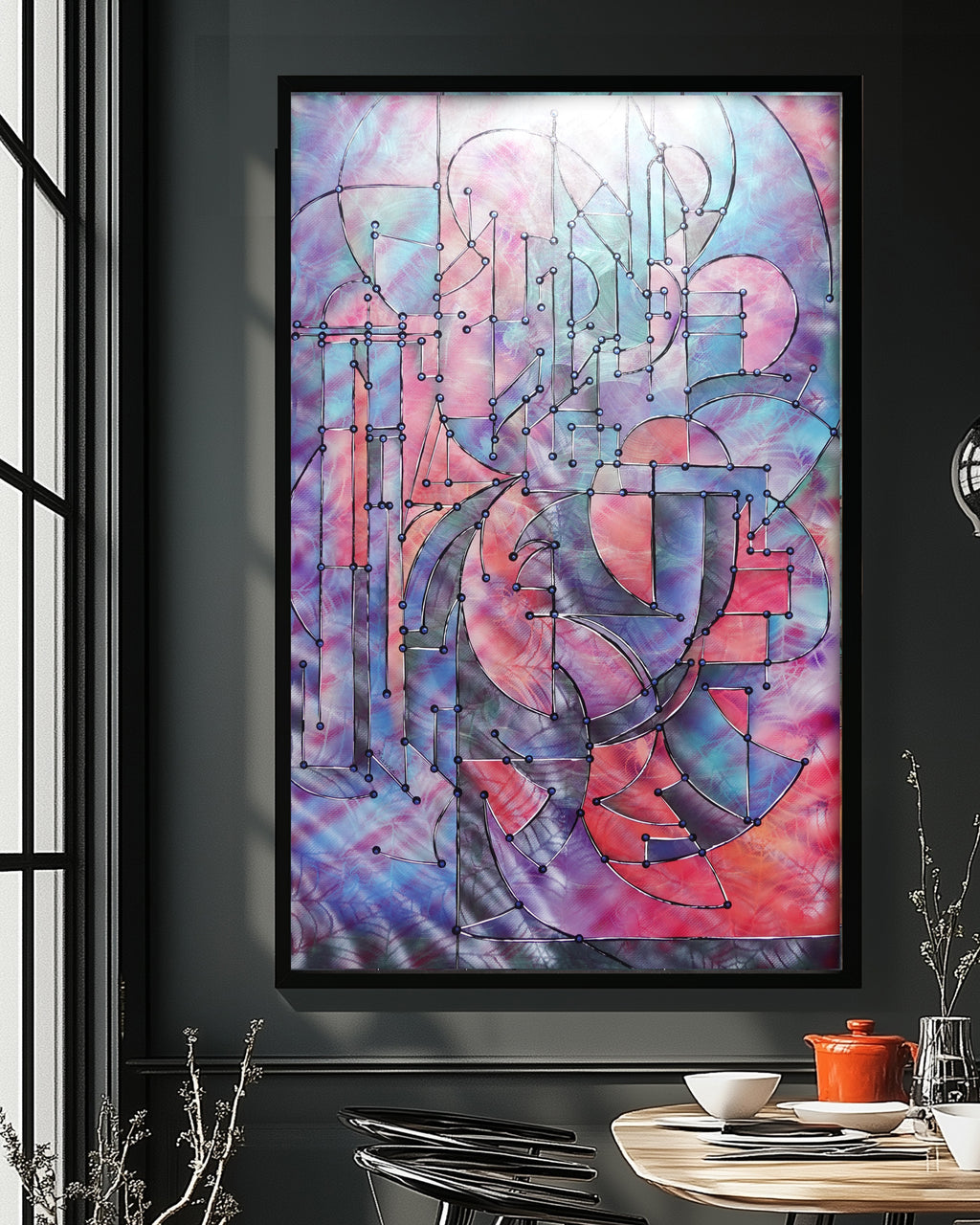 Abstract A1457 is a large pearlescent geometric Original Acrylic Painting on unstretched canvas by artist Ksavera