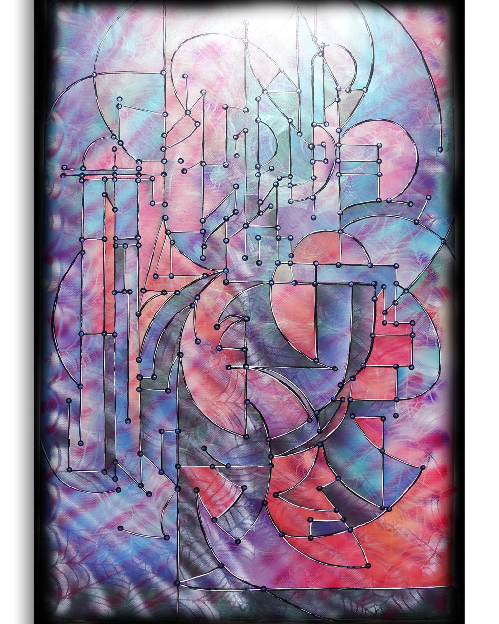 Abstract A1457 is a large pearlescent geometric Original Acrylic Painting on unstretched canvas by artist Ksavera