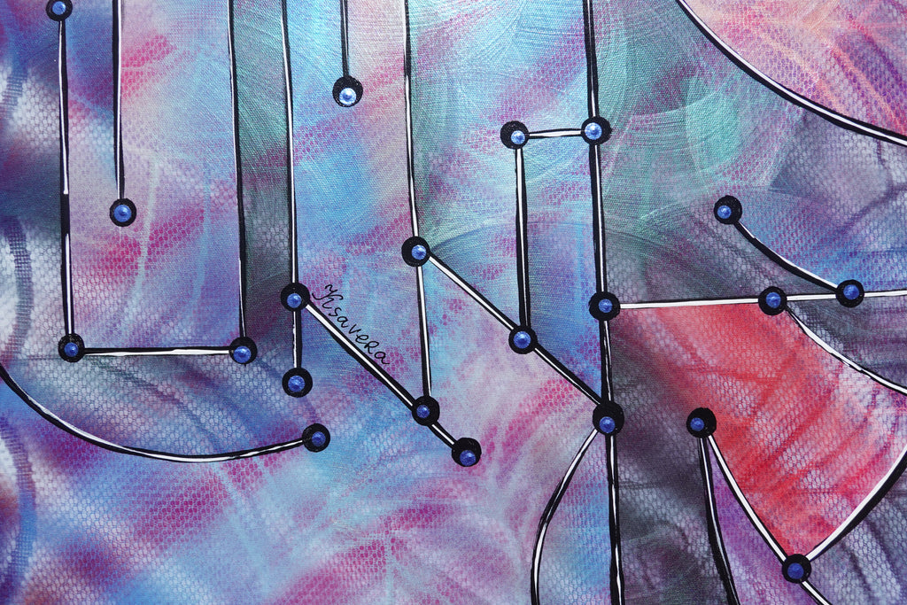 Abstract A1457 is a large pearlescent geometric Original Acrylic Painting on unstretched canvas by artist Ksavera