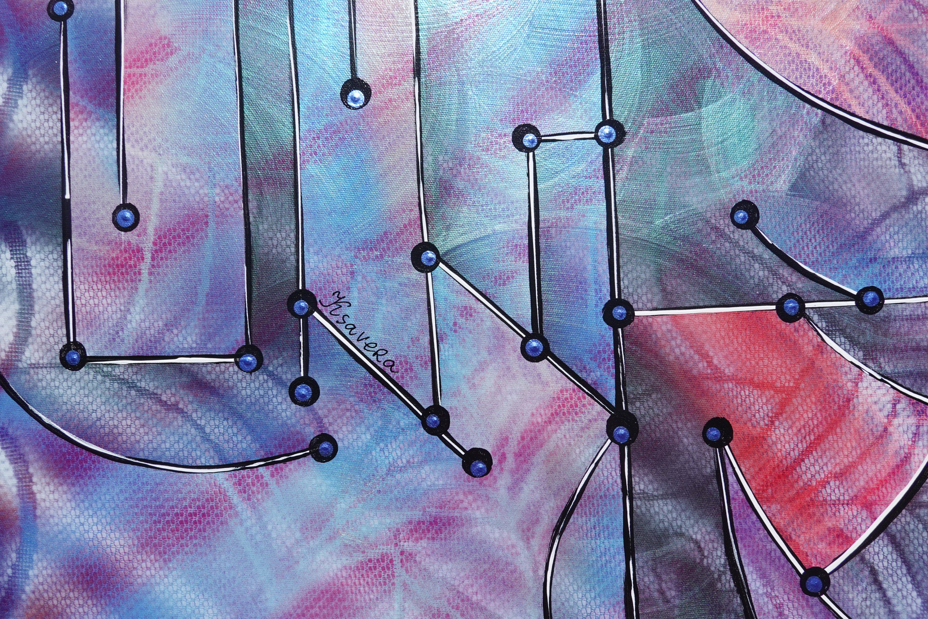 Abstract A1457 is a large pearlescent geometric Original Acrylic Painting on unstretched canvas by artist Ksavera