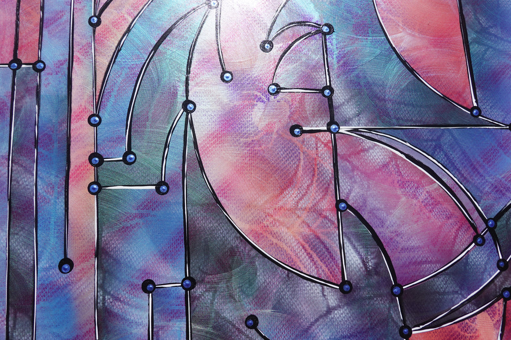 Abstract A1457 is a large pearlescent geometric Original Acrylic Painting on unstretched canvas by artist Ksavera
