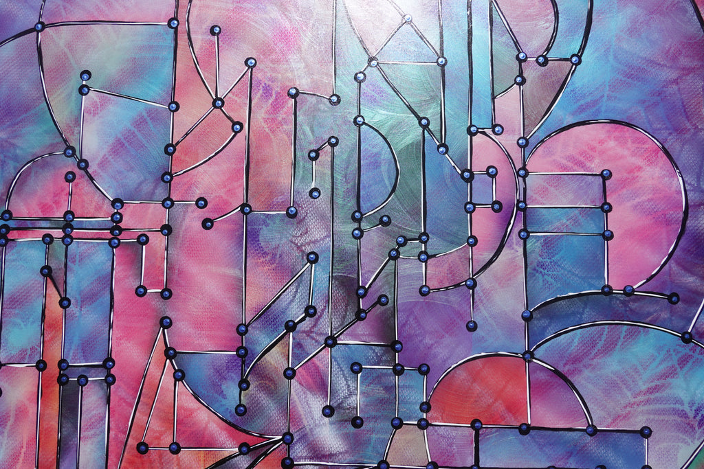 Abstract A1457 is a large pearlescent geometric Original Acrylic Painting on unstretched canvas by artist Ksavera