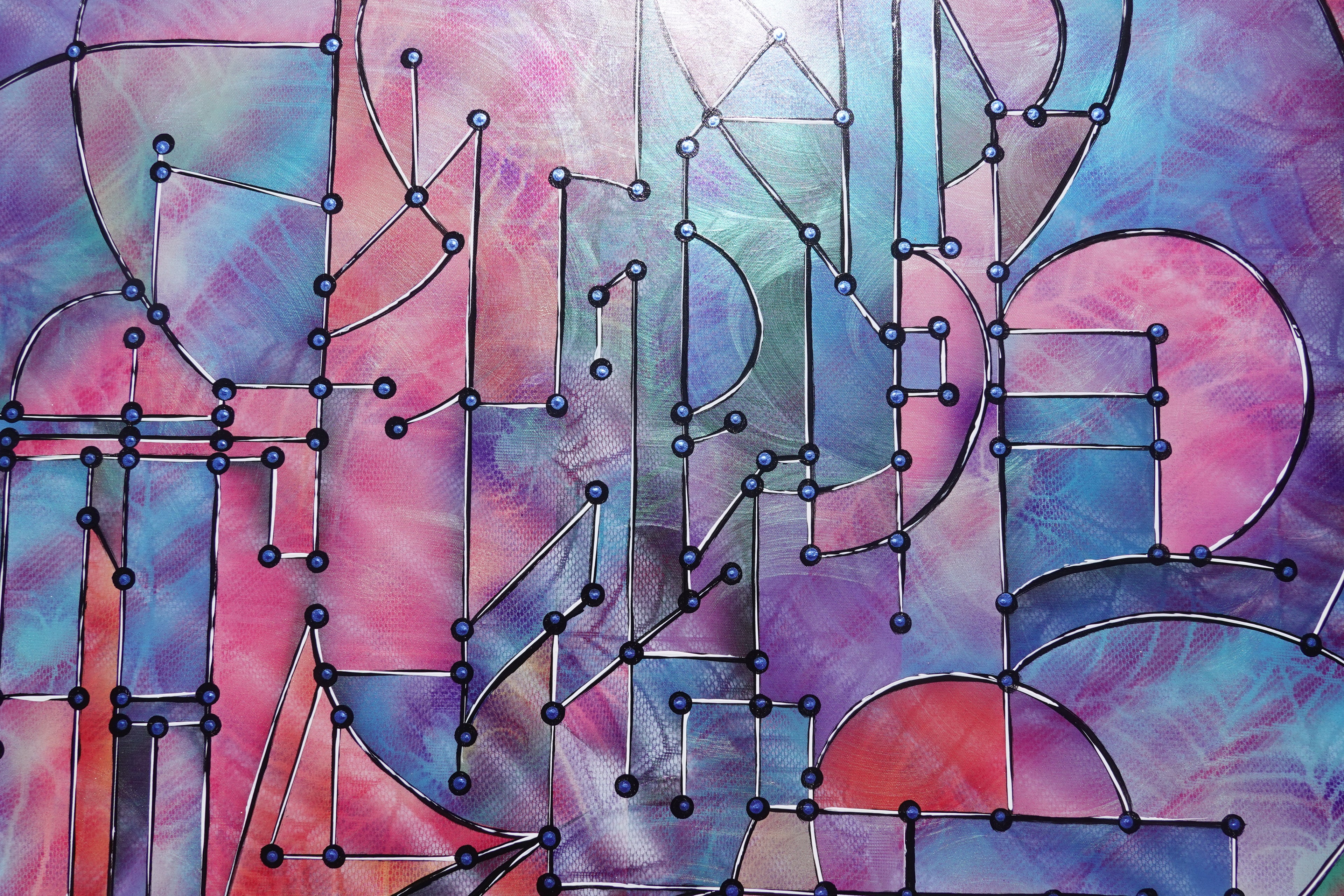 Abstract A1457 is a large pearlescent geometric Original Acrylic Painting on unstretched canvas by artist Ksavera