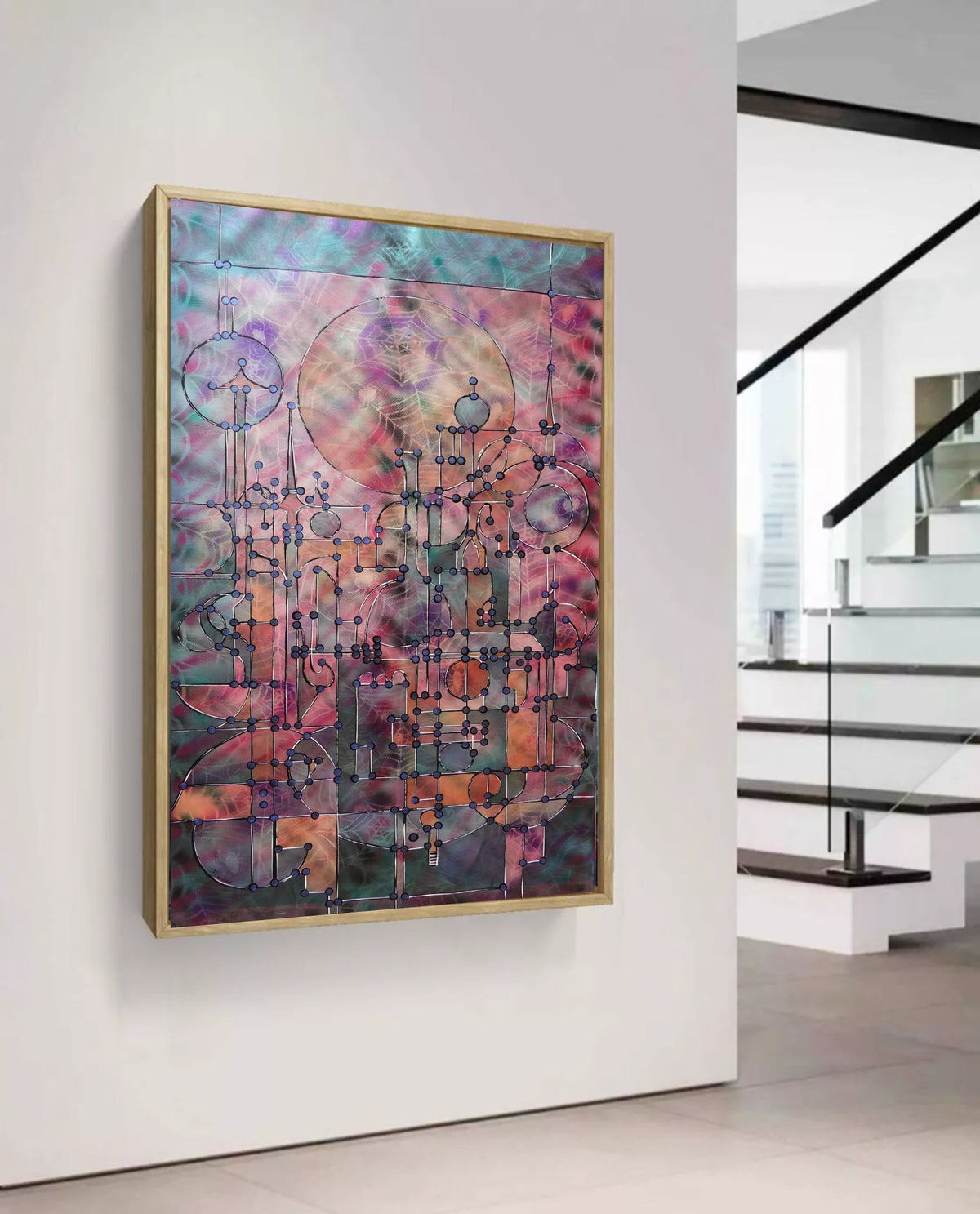 Abstract A1457 ist ein großes schillerndes geometrisches Original-Acrylbild auf unaufgespannter Leinwand von der Künstlerin Ksavera