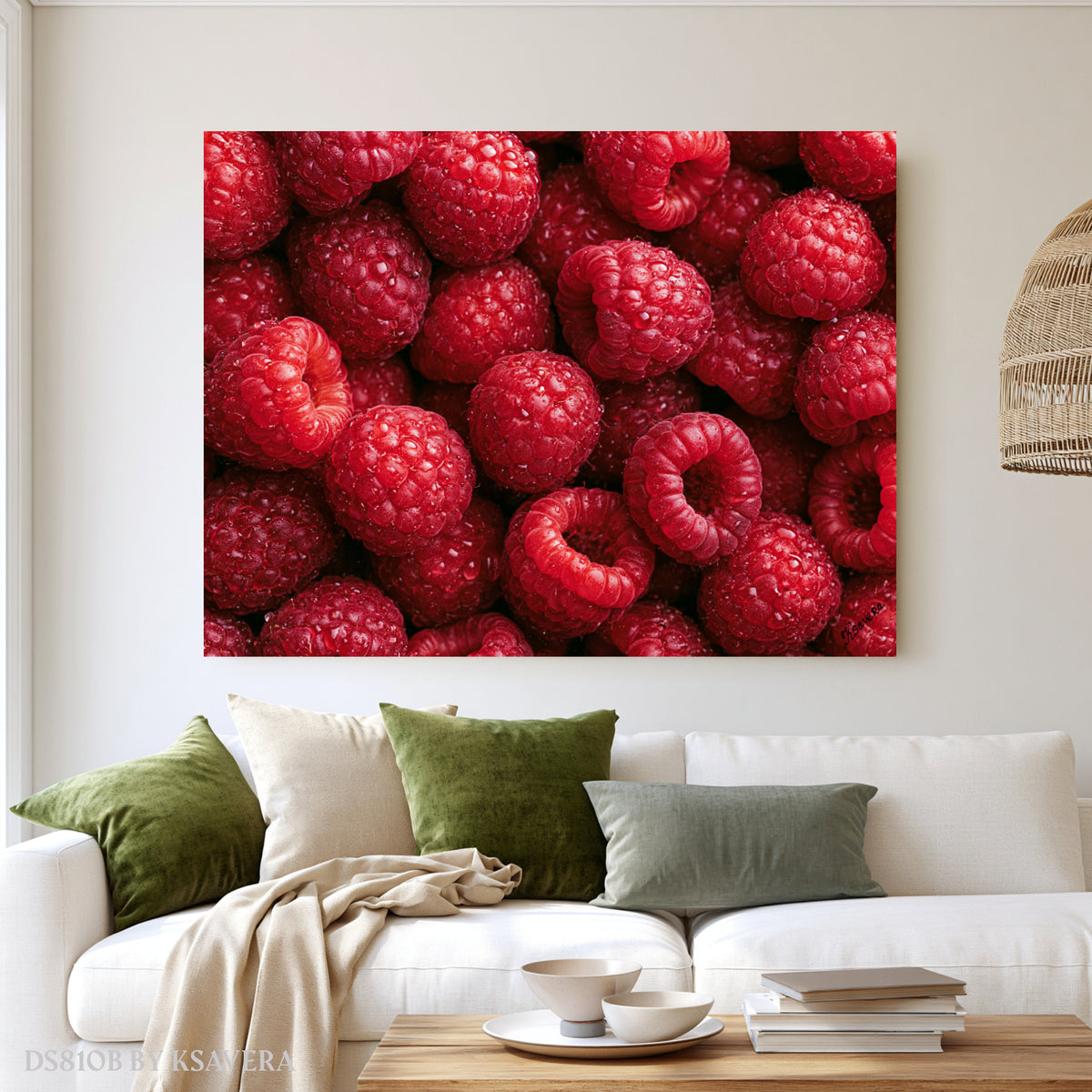Fresh Sweet Red Raspberries - Acrylic glass Print - DS0810B - US