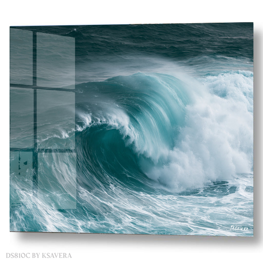 Teal Ocean Wave Crashing - Acrylic glass Print - DS0810C - US